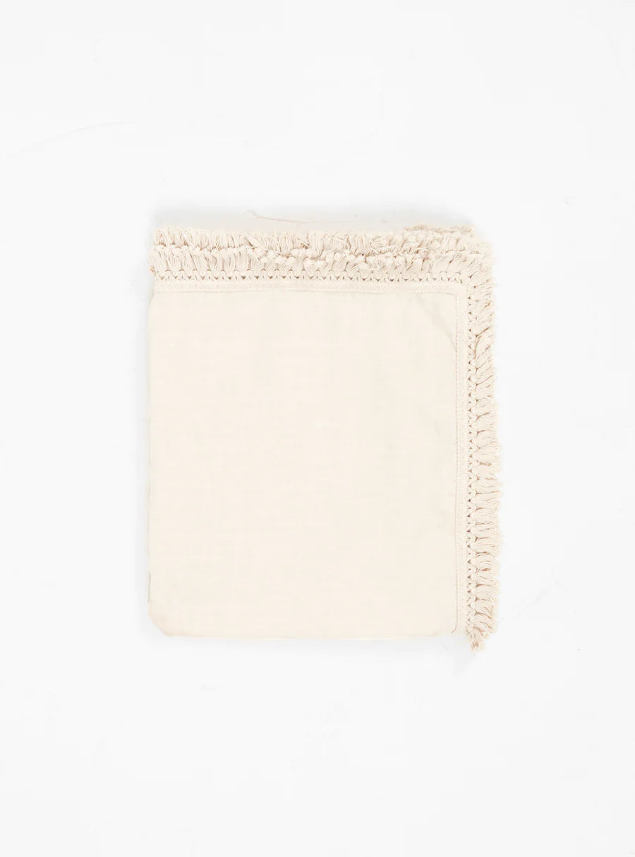  Once Milano Medium Fringed Tablecloth Cream