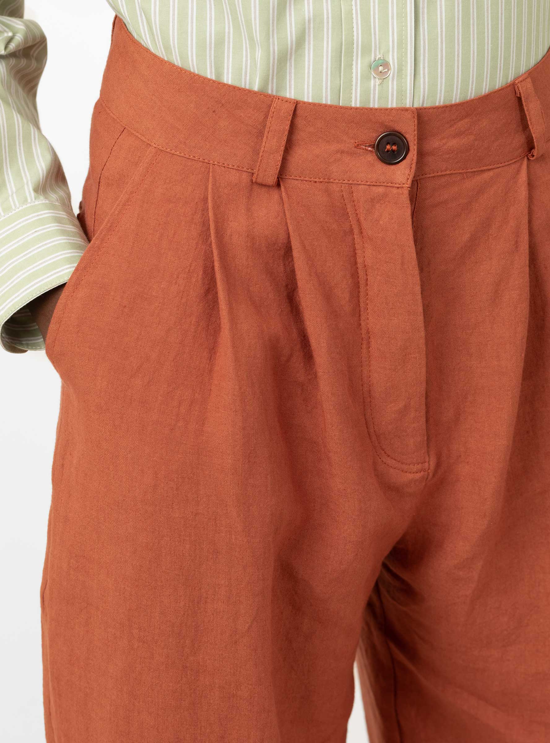  Cawley Eli Linen Shorts Terracotta - Size: Small