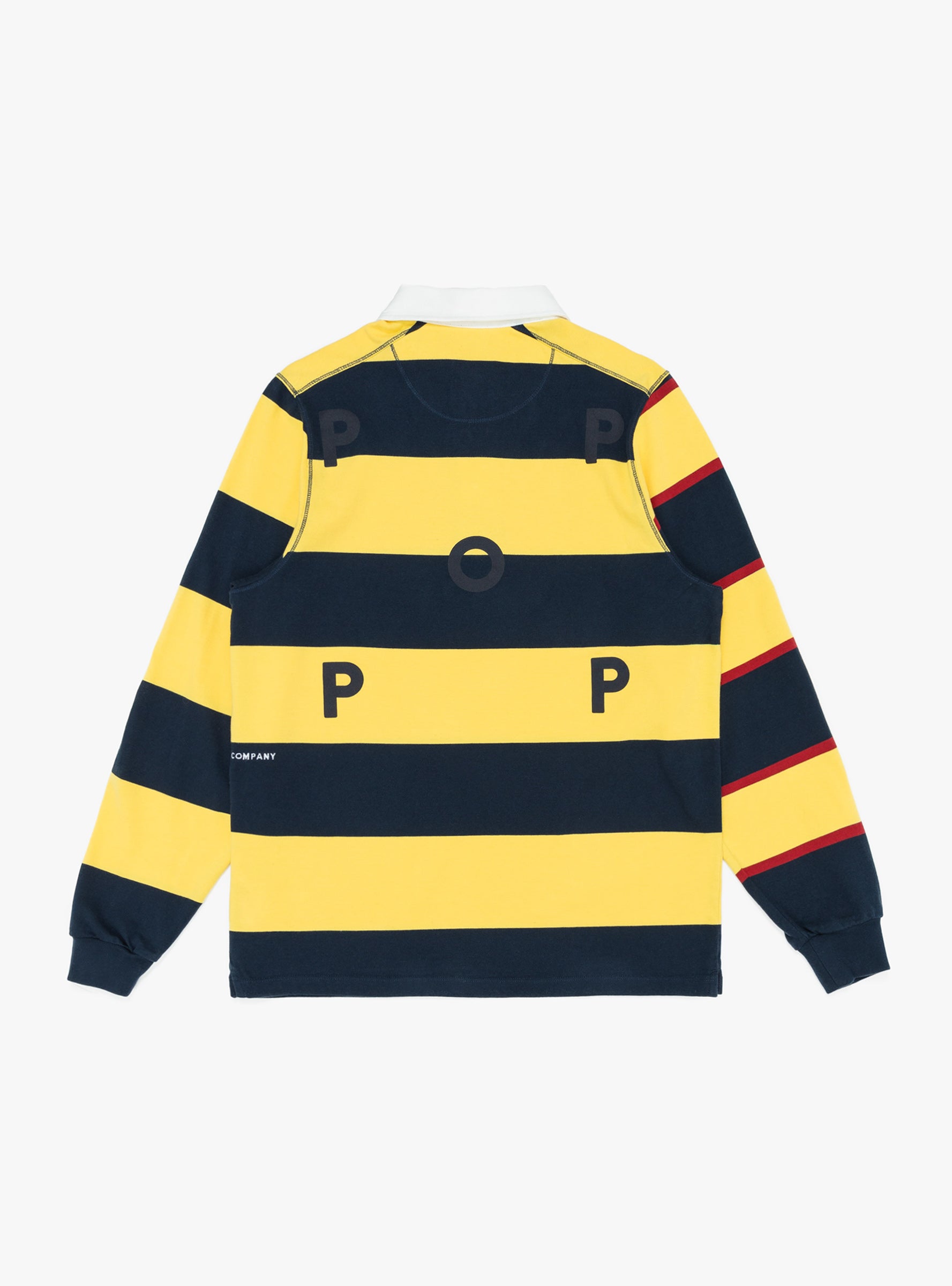 Pop Trading Company Pop Trading Company Striped Logo Rugby Polo Sweater Snapdragon - Size: XL