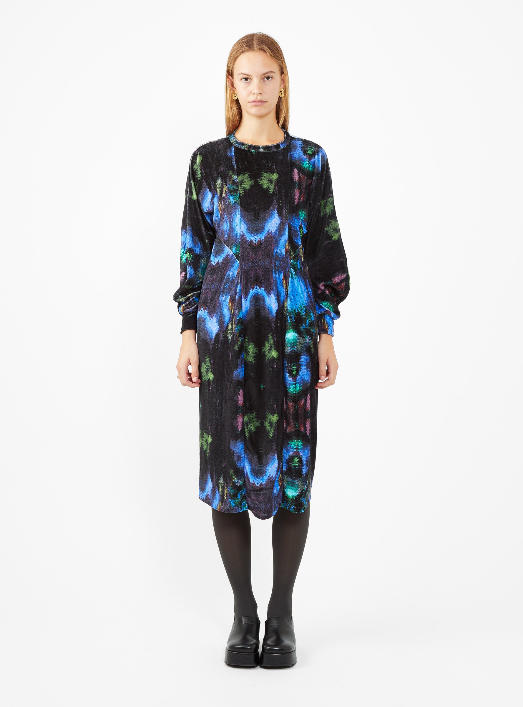  Henrik Vibskov Viola Velour Dress Black Cosmic Print