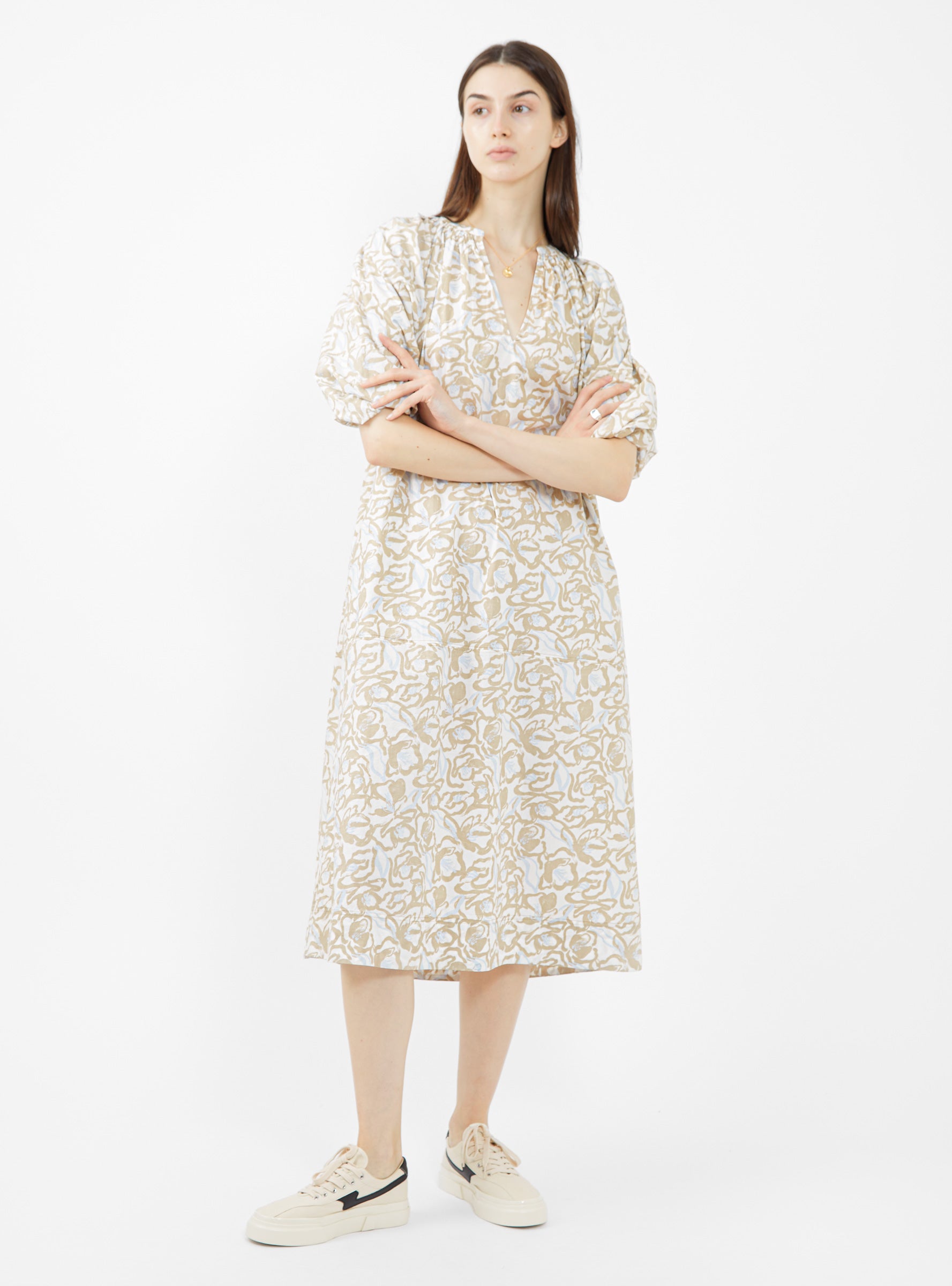  Apiece Apart Sun Mesa Midi Dress White & Beige