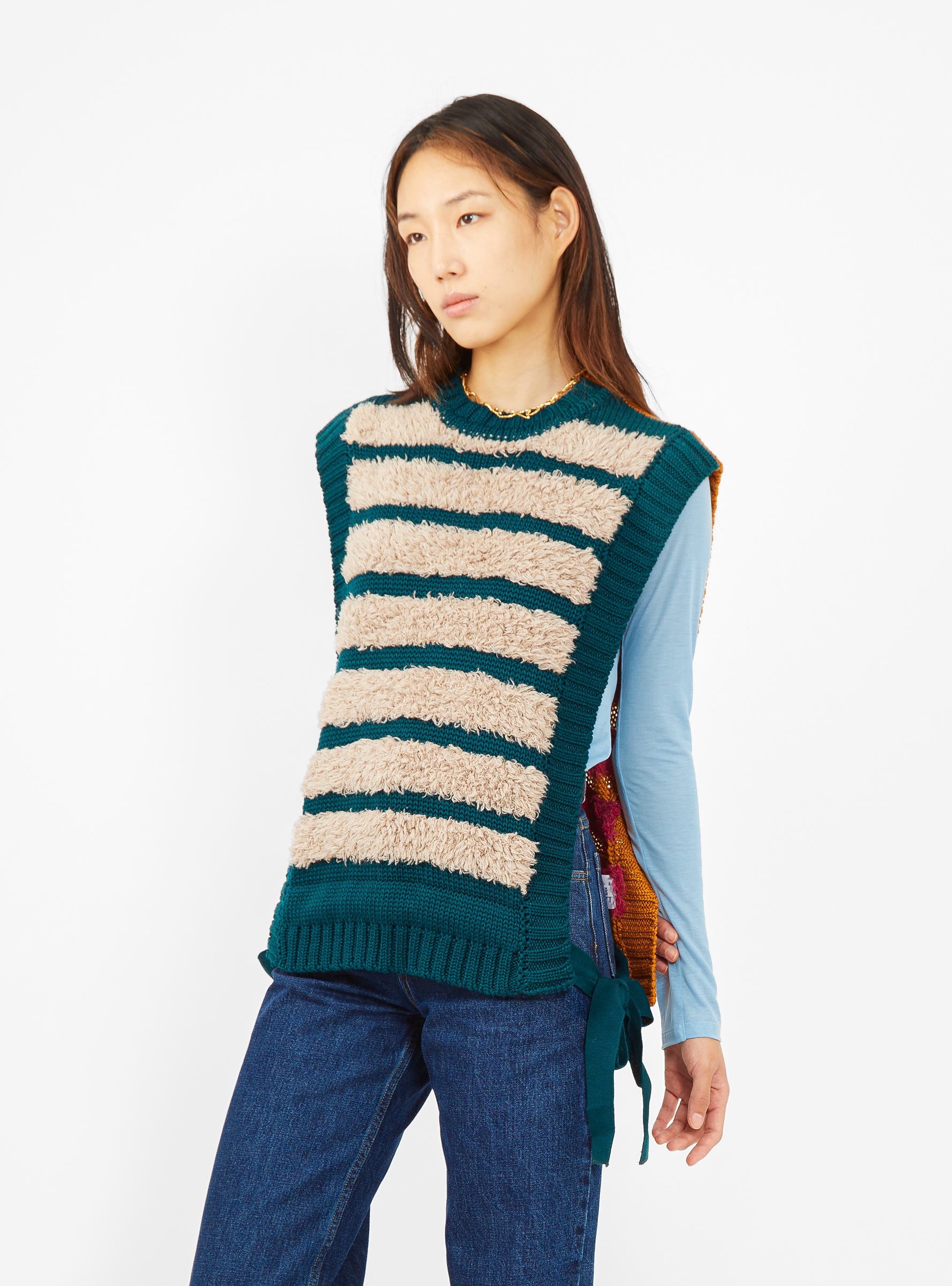  Henrik Vibskov Fringe Knit Vest Multi Stripe