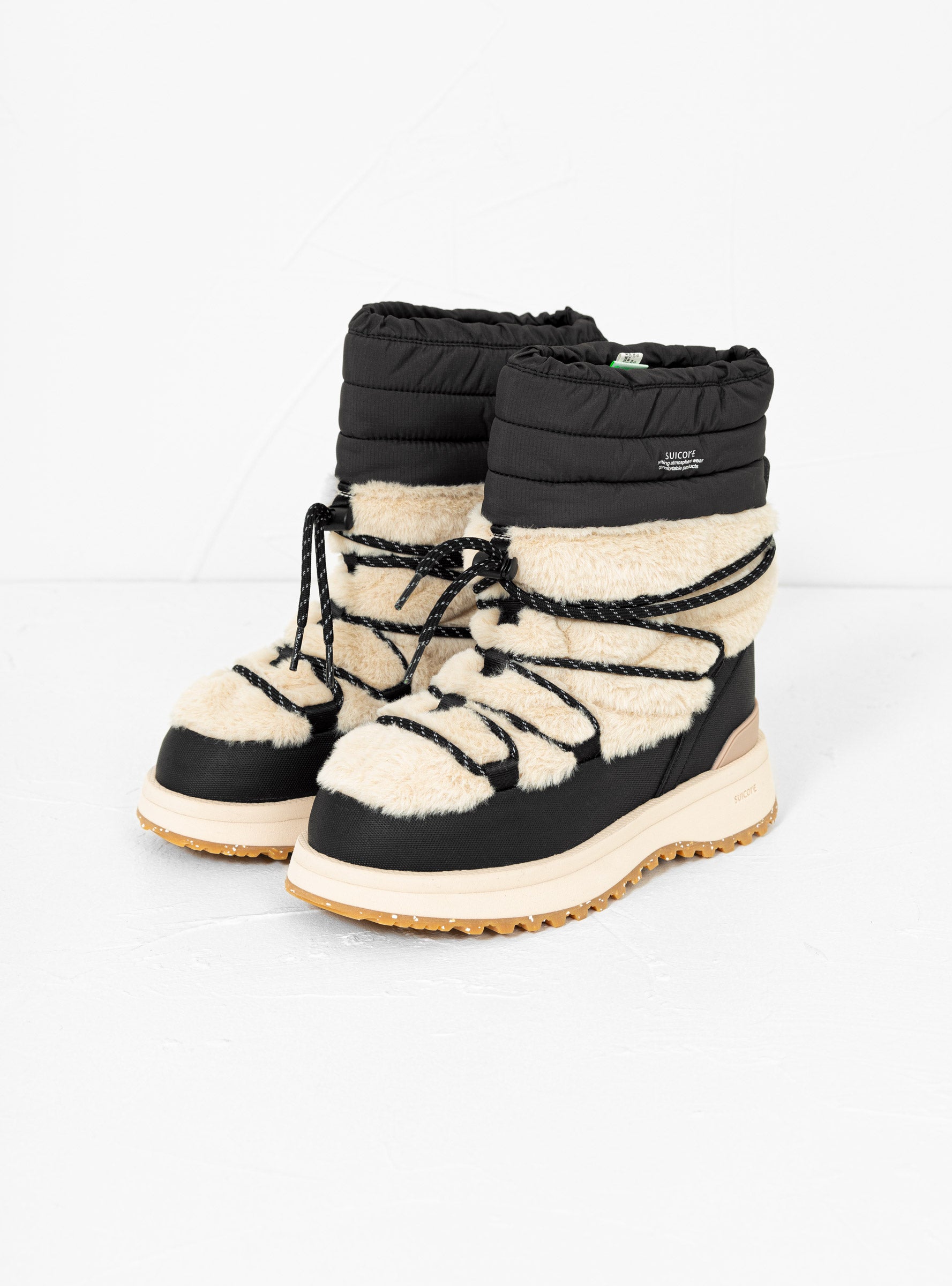  Suicoke Bower-ab Hi Fur Boots Black & Beige