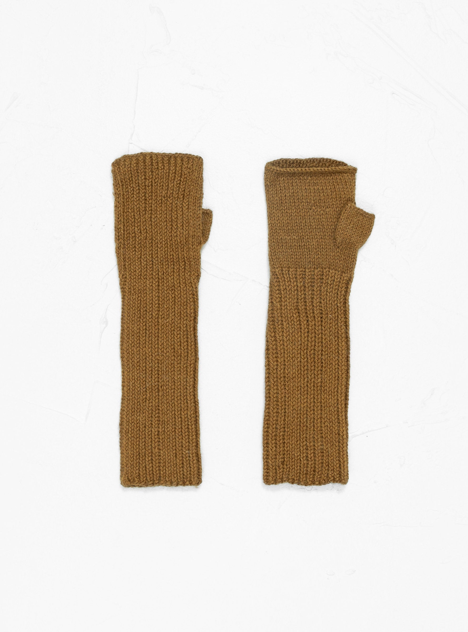  Karakoram Hand Knit Ribbed Arm Warmers Mud Brown