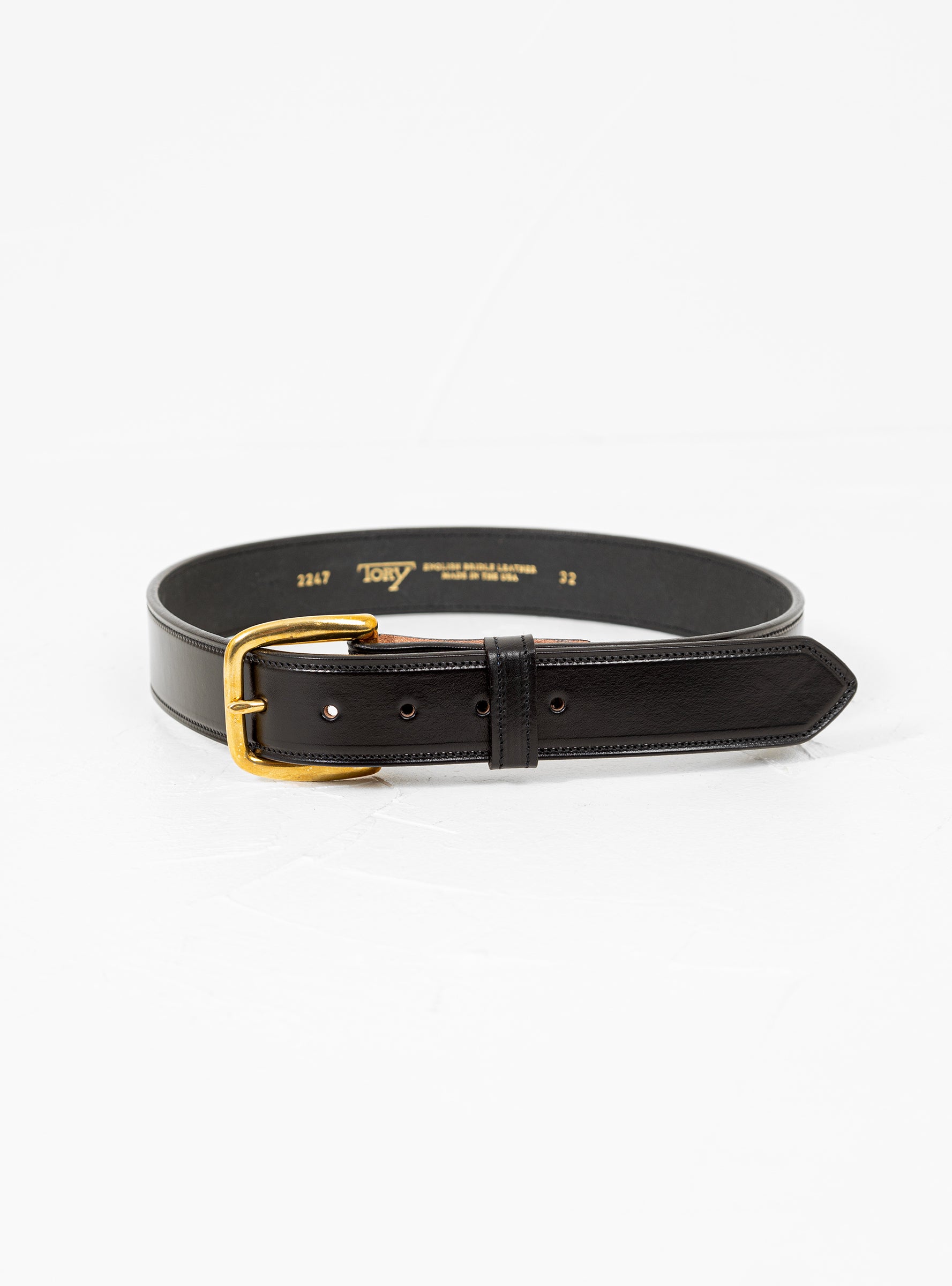  Tory Leather Stitched Belt Black