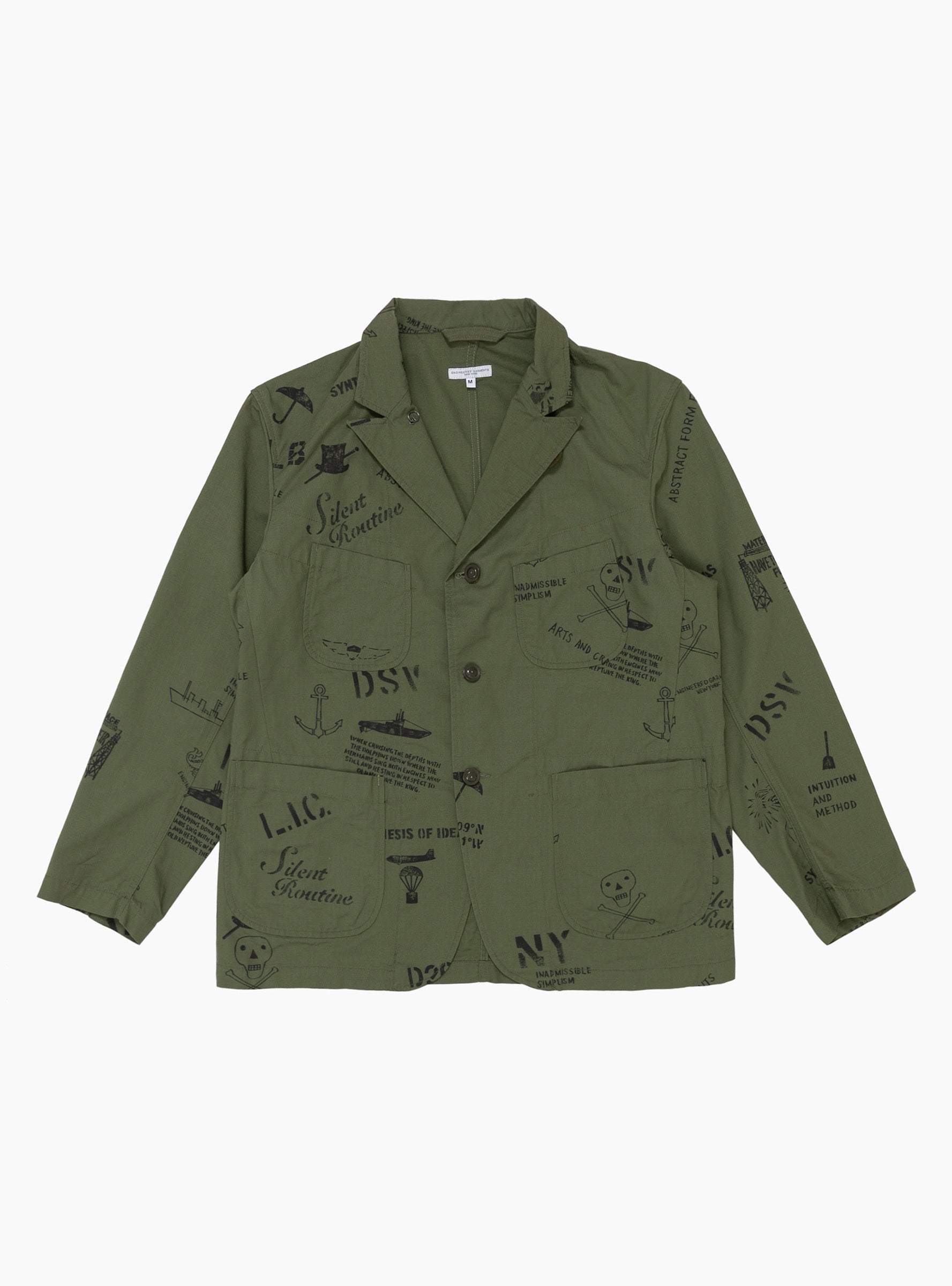 engineered garments Engineered Garments Graffiti Print Ripstop Jacket Olive - Size: XL