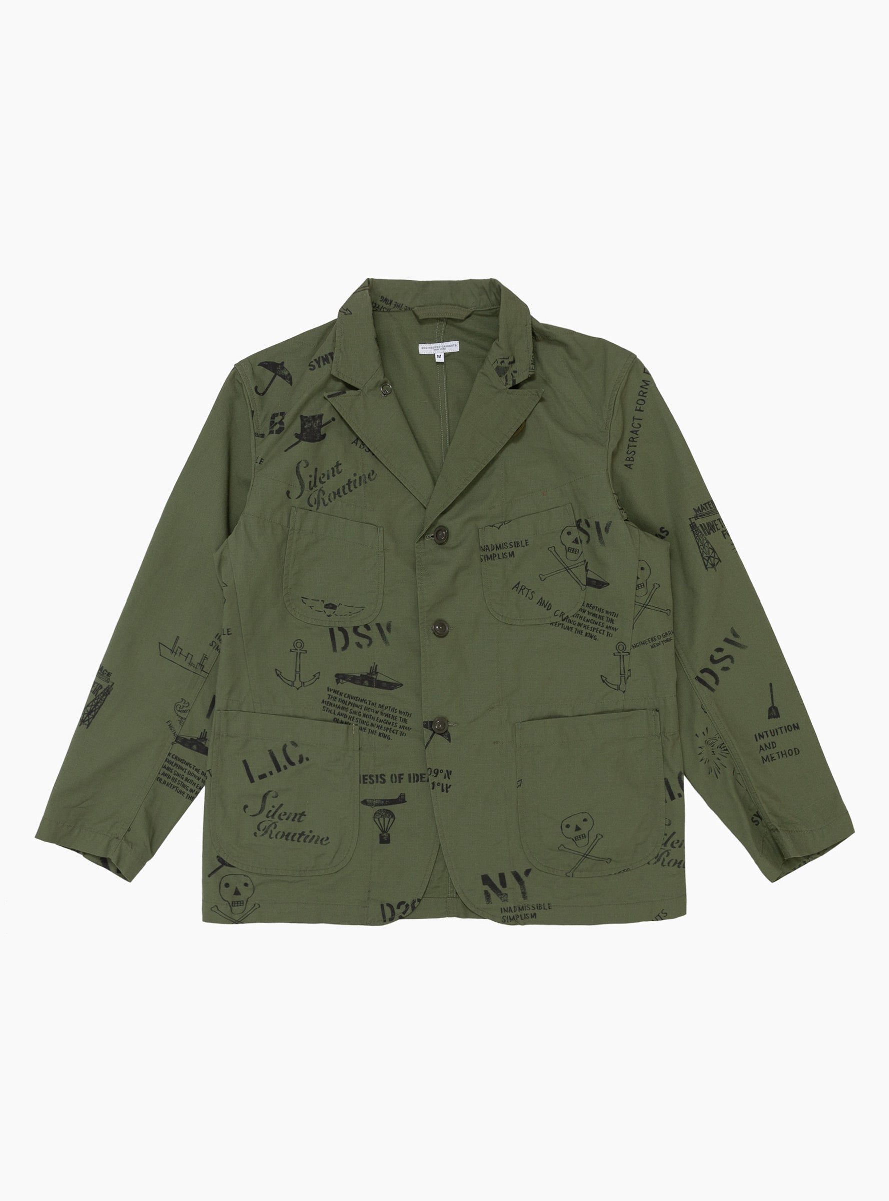 engineered garments Engineered Garments Graffiti Print Ripstop Jacket Olive - Size: Medium