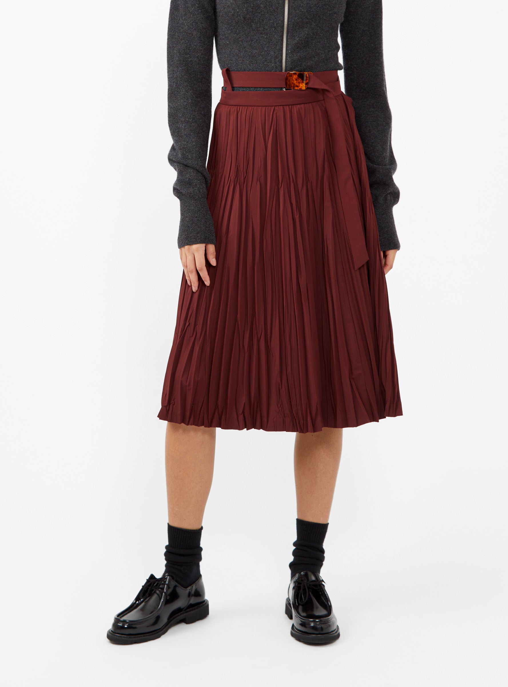  TOGA ARCHIVES Satin Tricot Skirt Dark Red