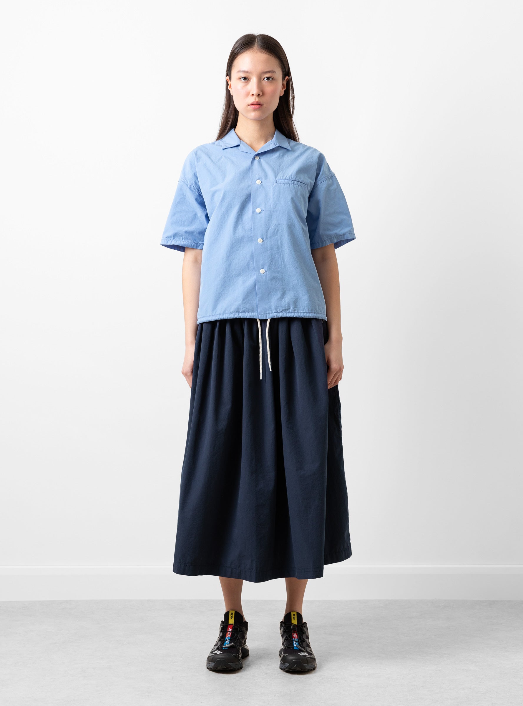  nanamica Open Collar Shirt Blue