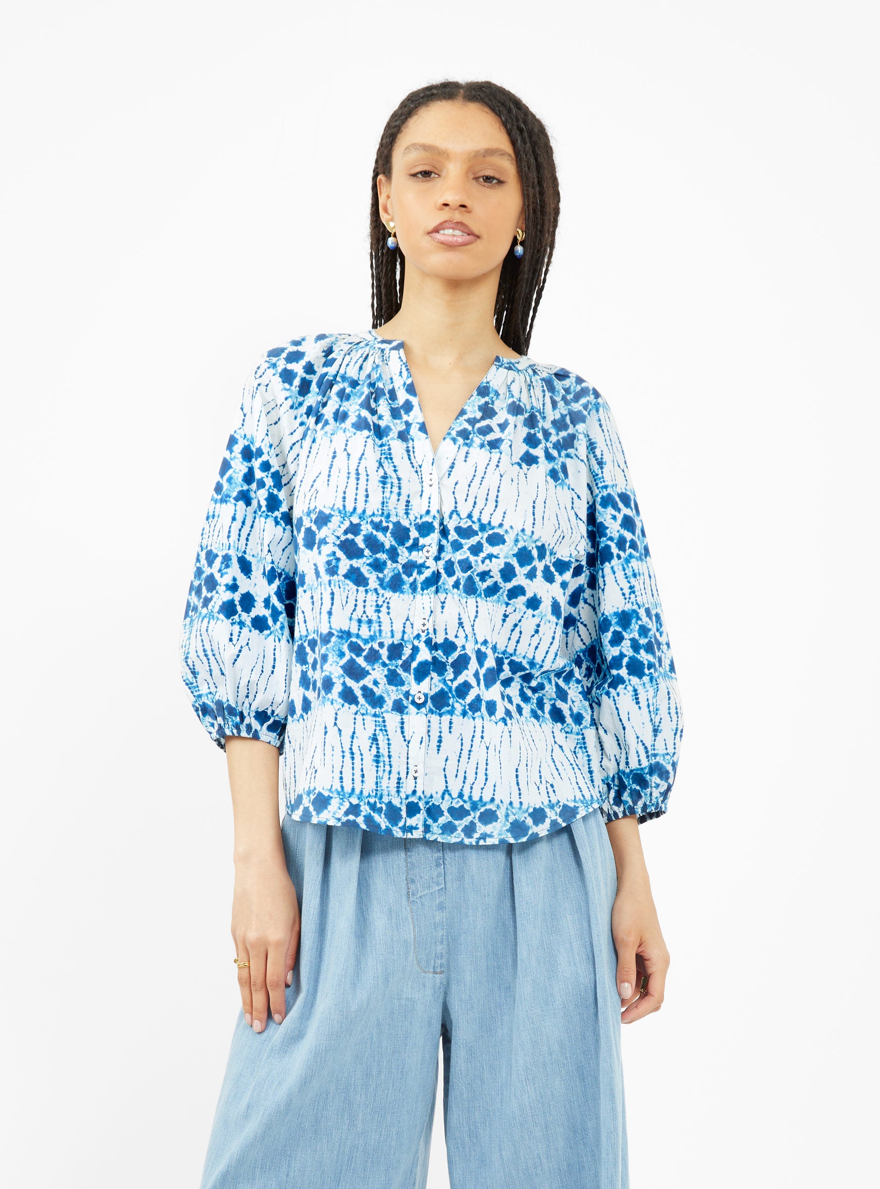  Apiece Apart Mitte Top Blue Shibori