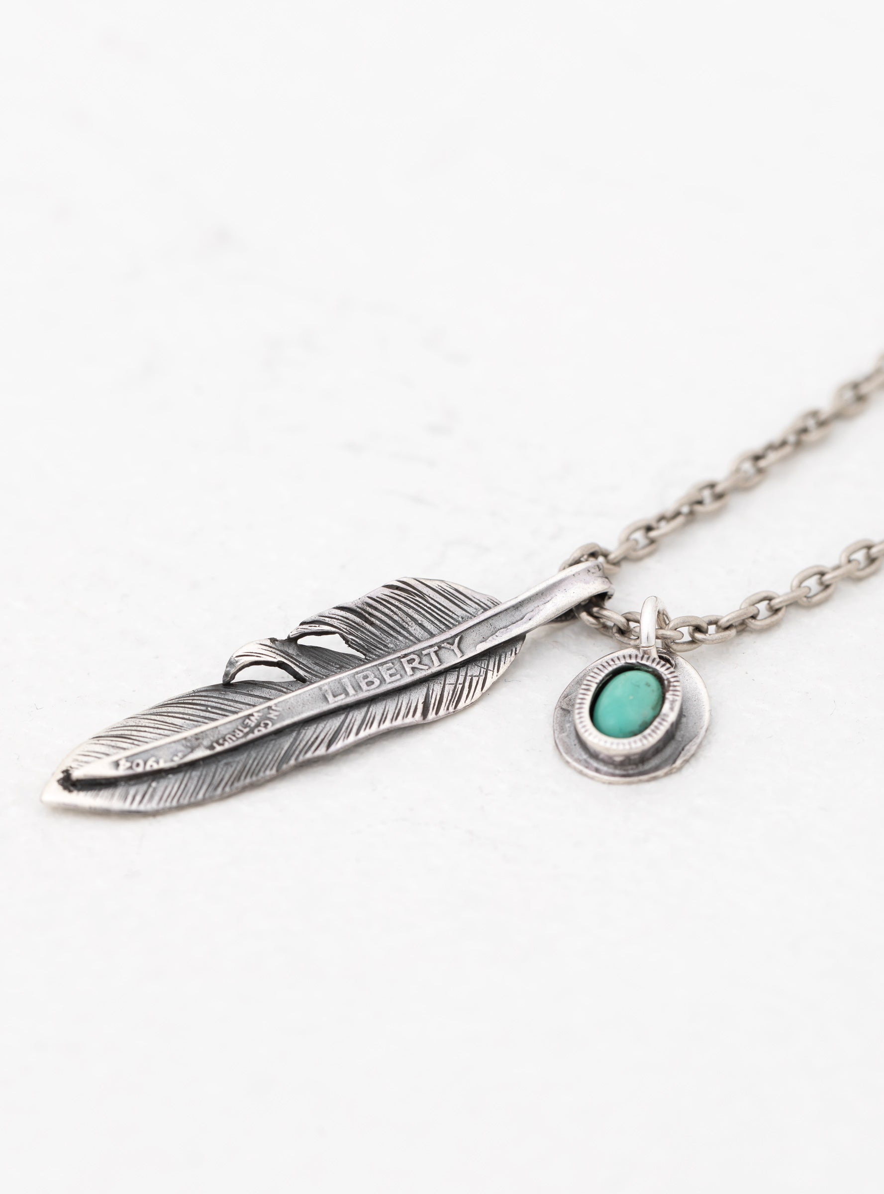  NORTH WORKS 50 Cent Half Feather Pendant Necklace Silver