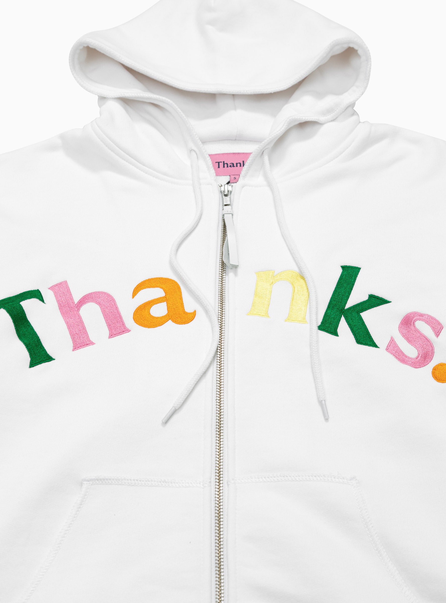  Thanks. Logo Embroidered Hoodie White & Multi - Size: XL