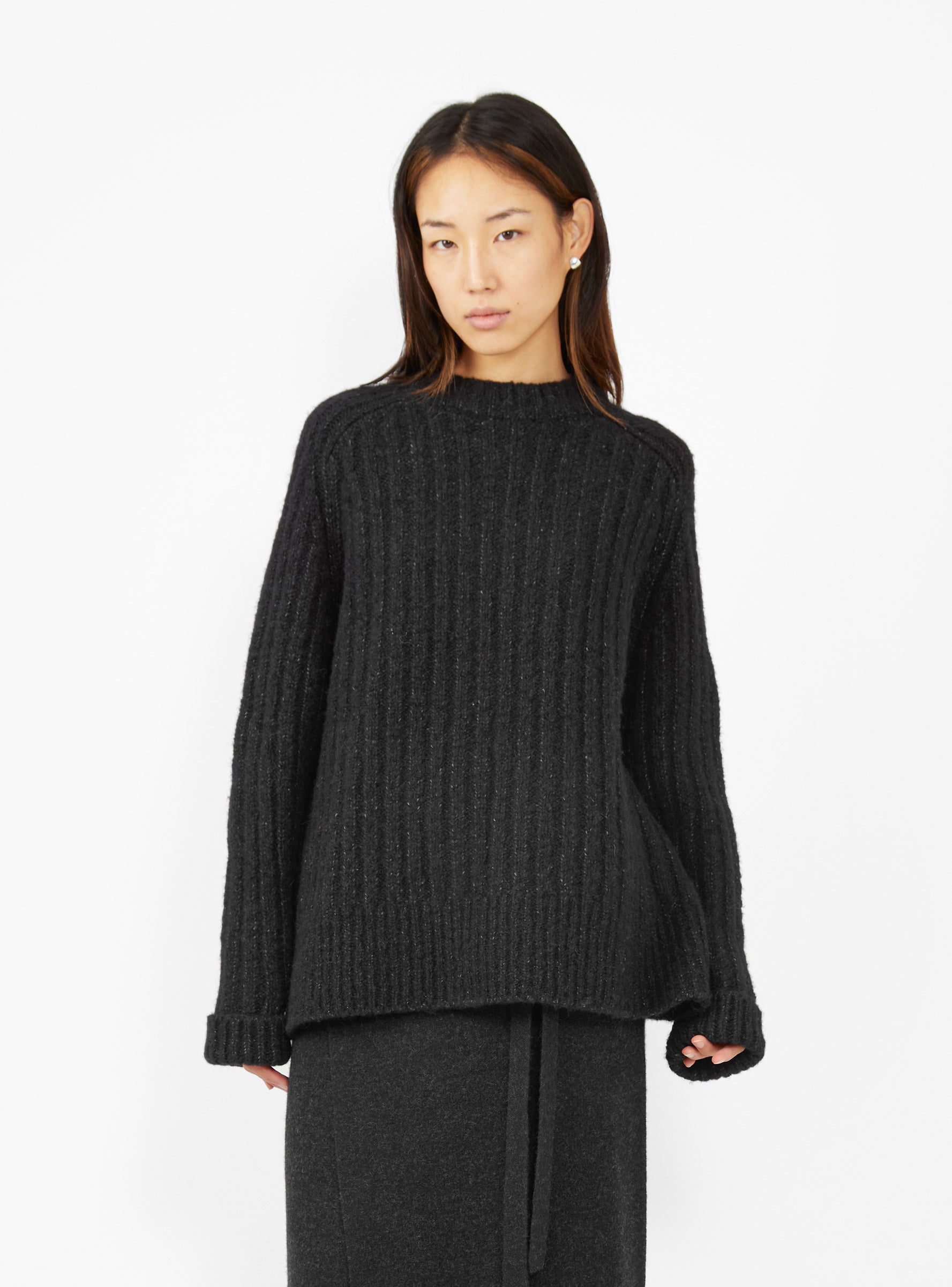  Lauren Manoogian Rib Saddle Sweater Black