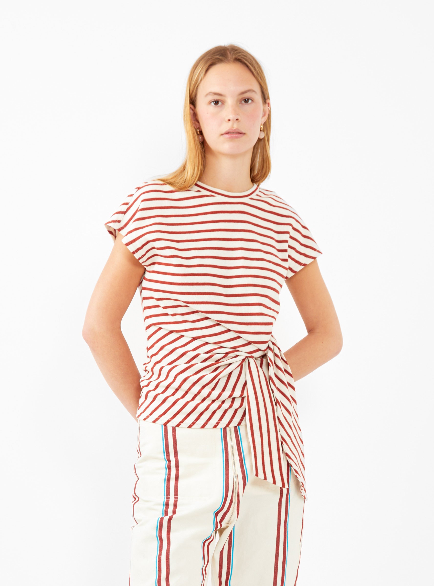  Apiece Apart Nina Cinched Top Red Stripe