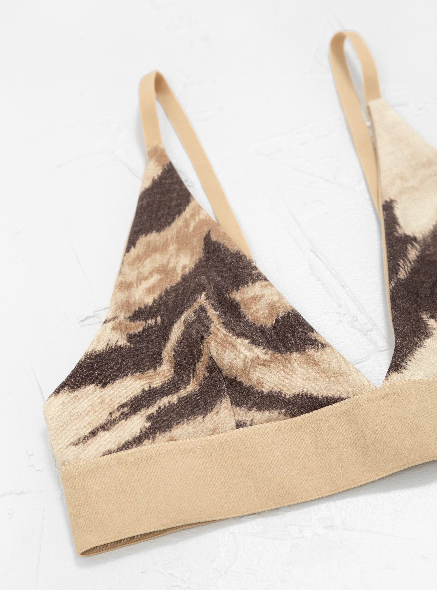  Baserange Triangle Bra Beige & Brown Tiger Print - Size: Medium