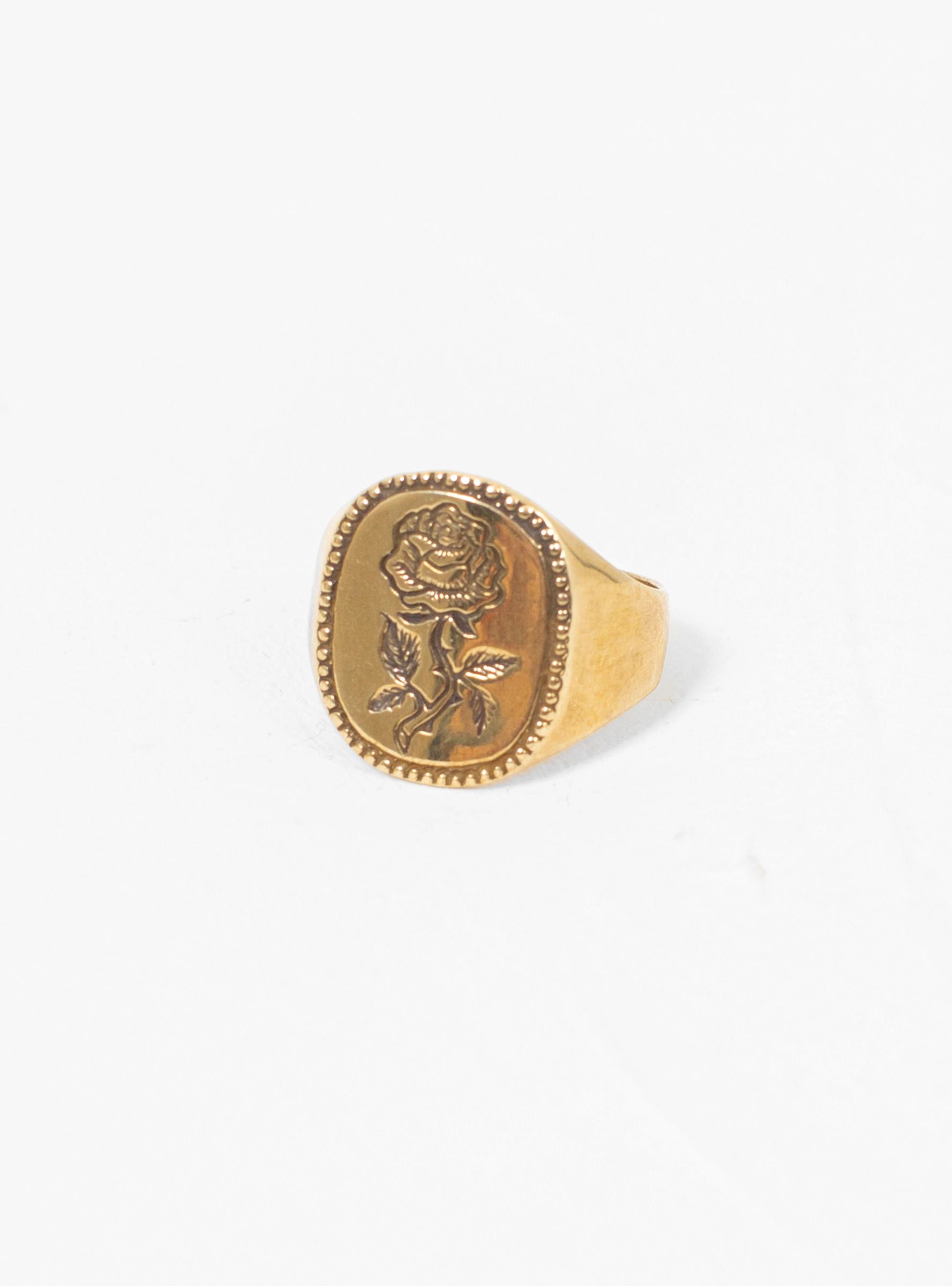  LHN Jewelry Rose Signet Ring Brass