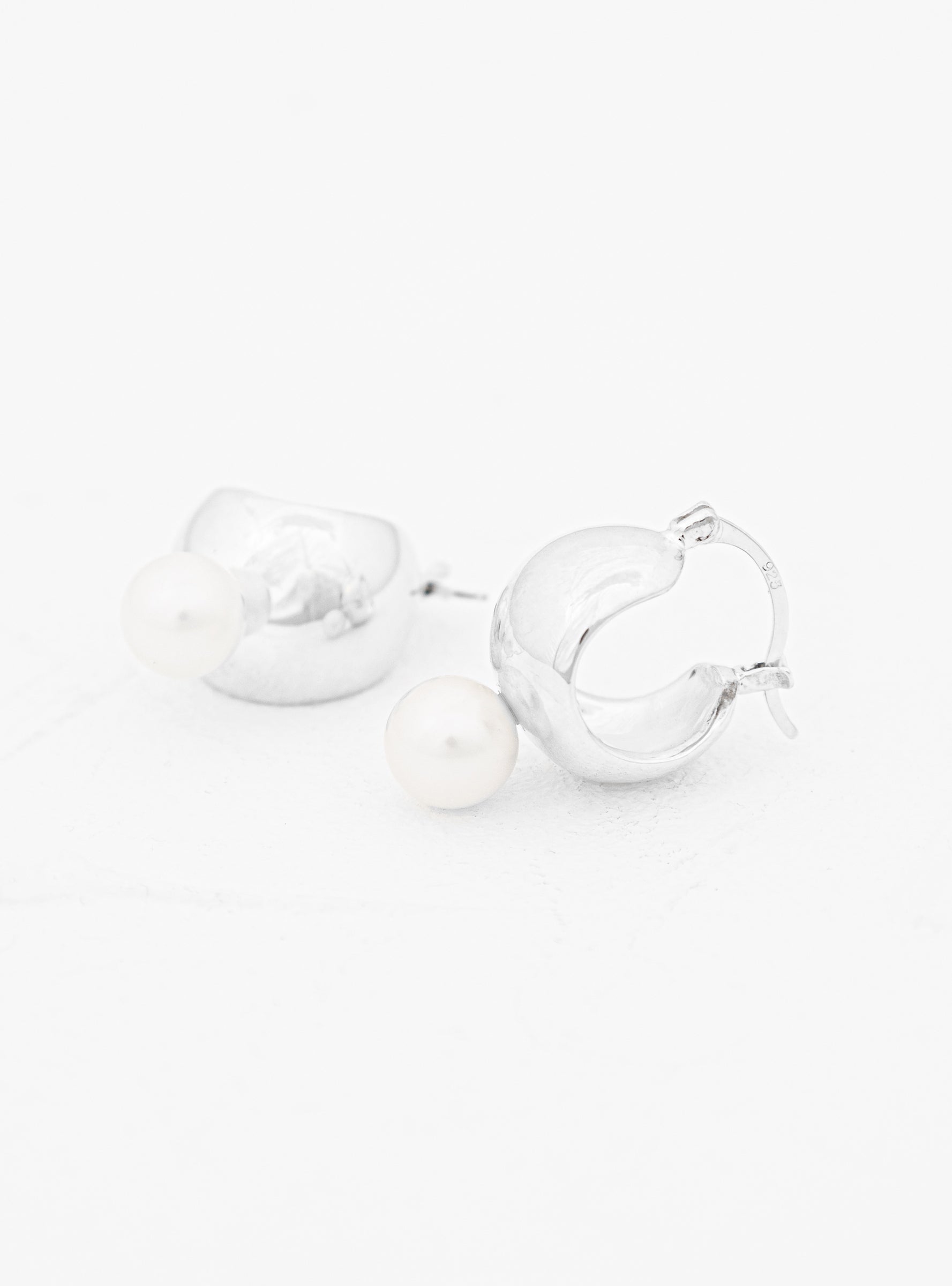  Modern Weaving Sterling Silver Mini Bubble Hoop Sphere Earrings Pearl