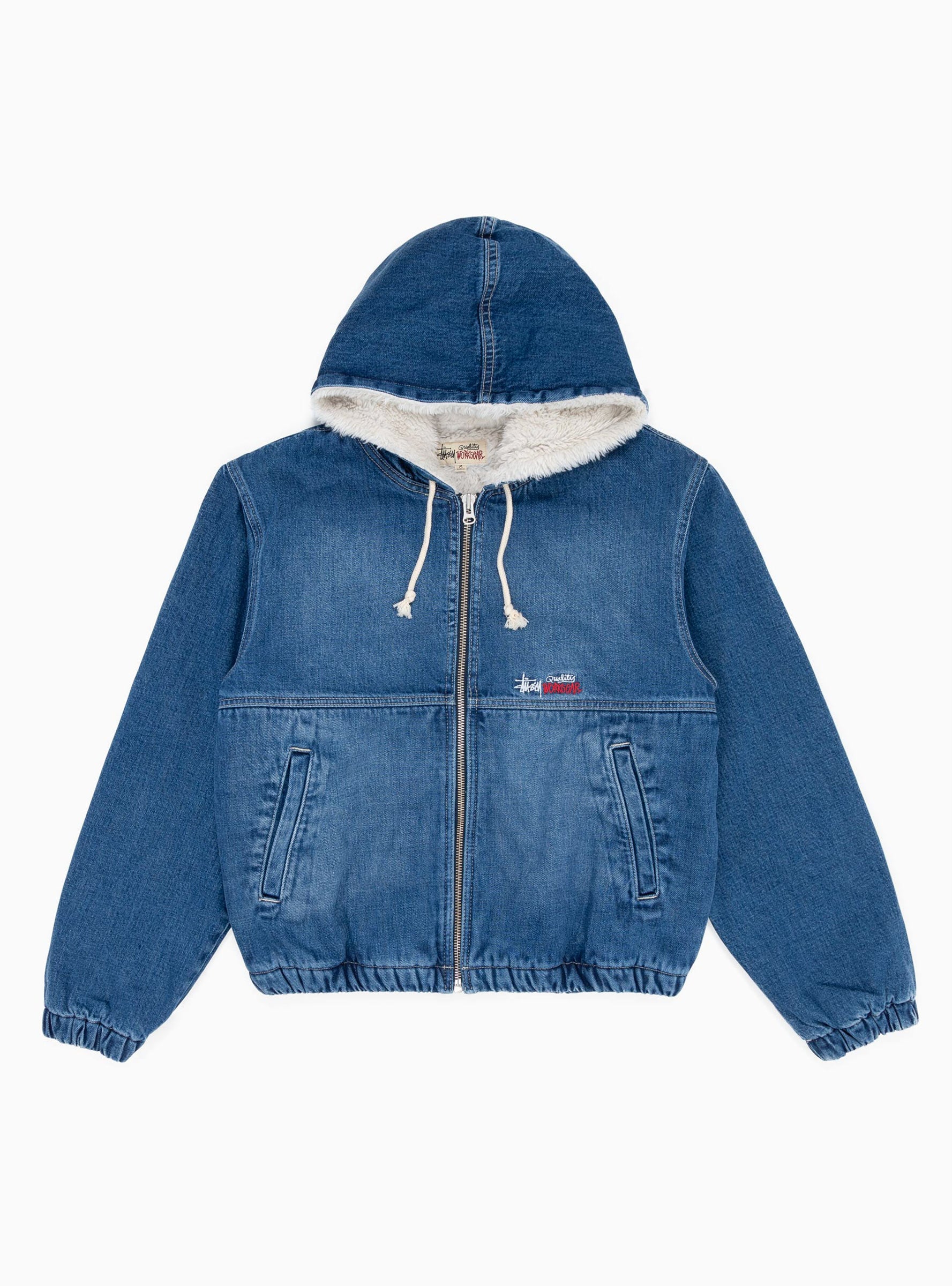  Stüssy Denim Sherpa Work Jacket Washed Blue