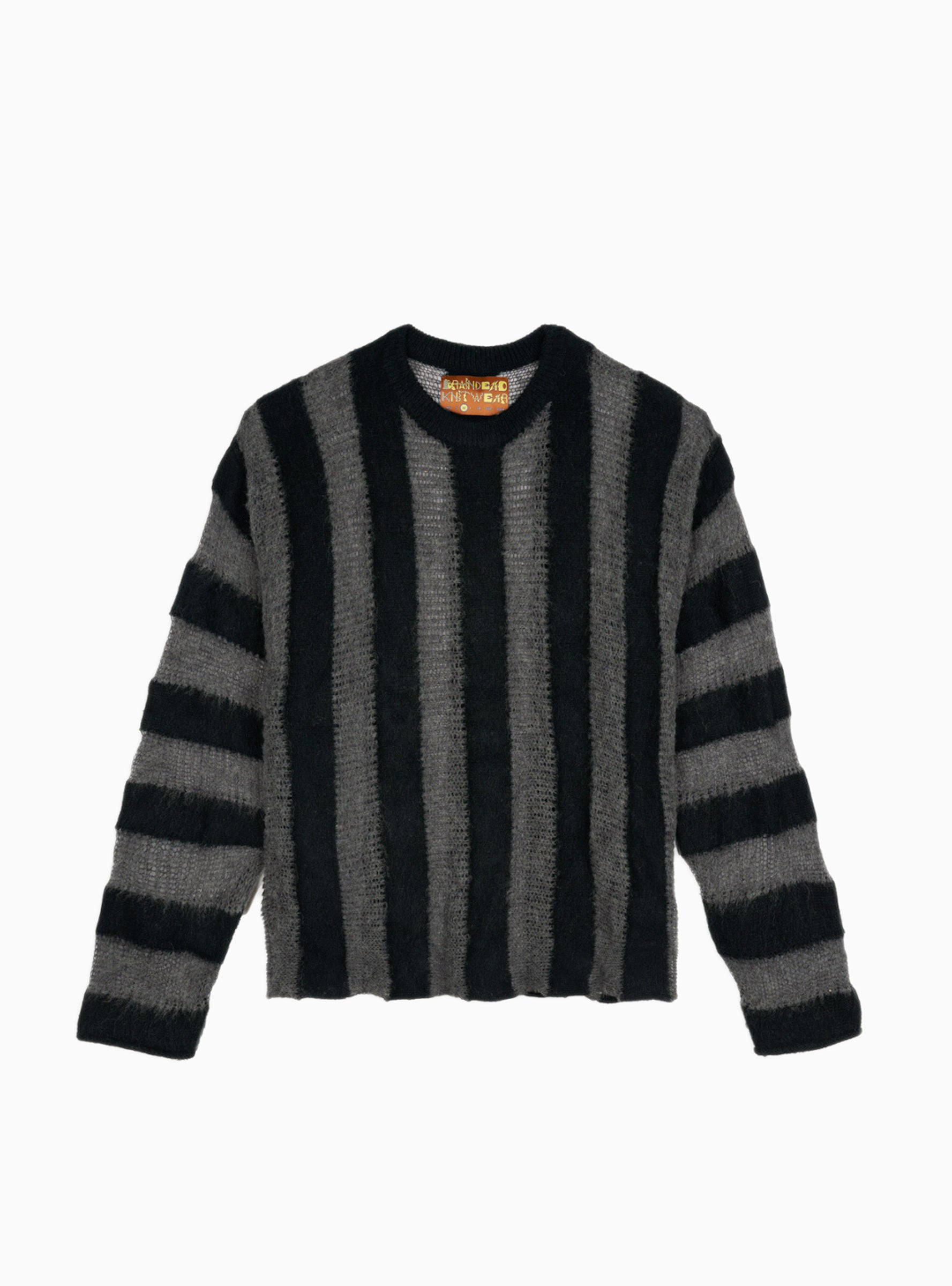 Brain Dead Brain Dead Fuzzy Threadbare Sweater Black Stripe - Size: Medium