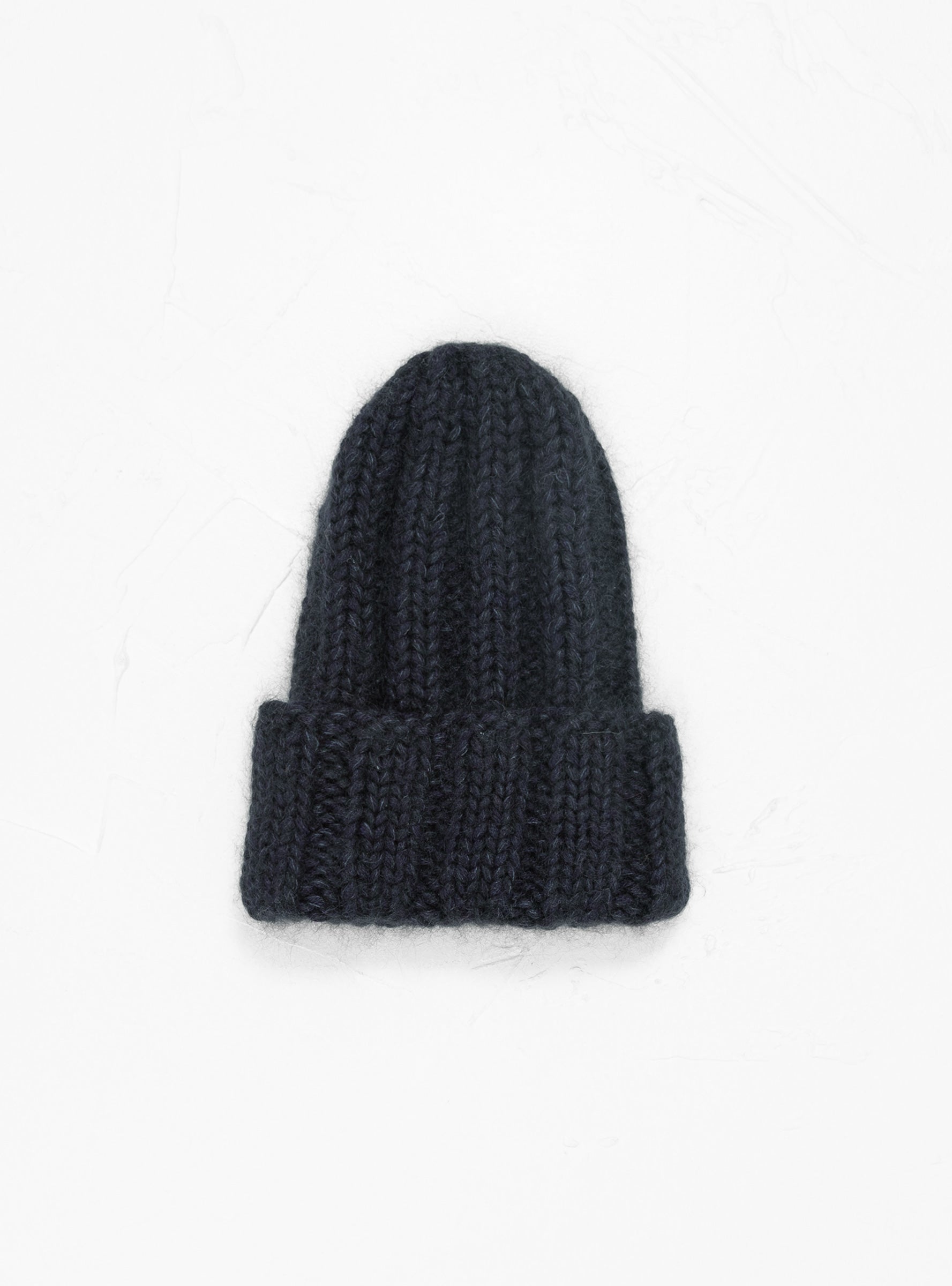  Karakoram Hand Knit Double Ribbed Beanie Dark Navy