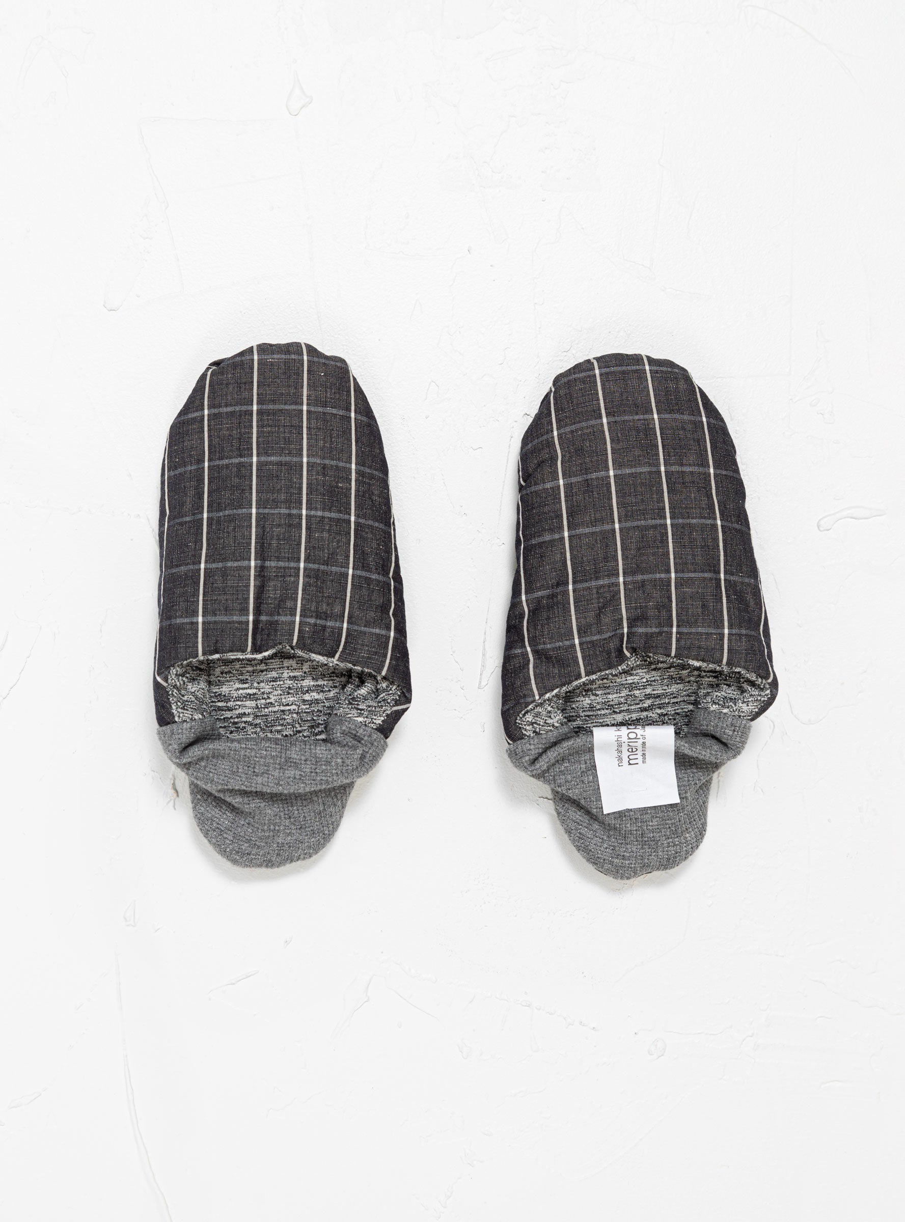  Merippa Cotton-Blend House Slippers Grey Check