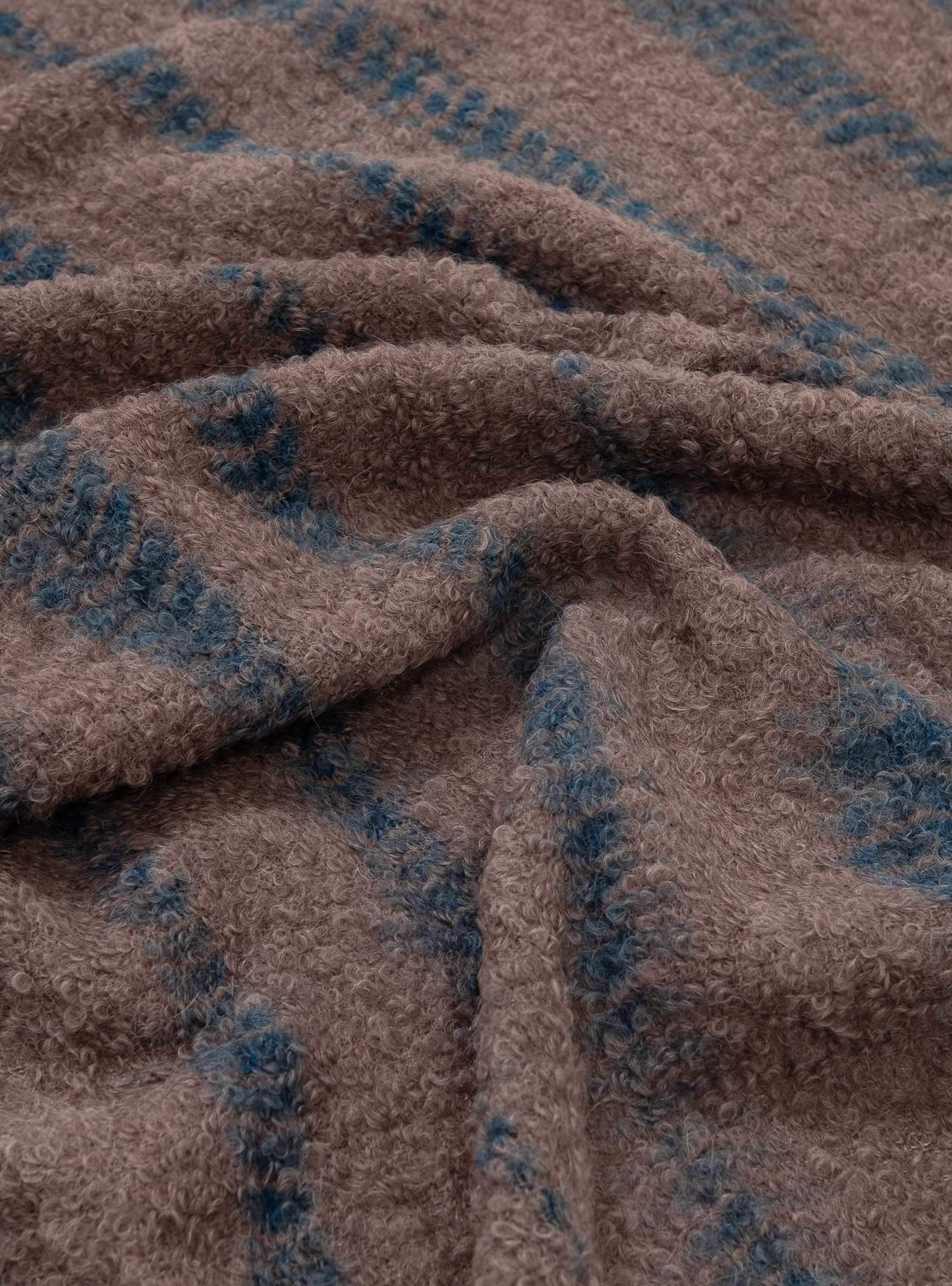  Suzusan Yanagi Shibori Bouclé Throw Brown & Indigo