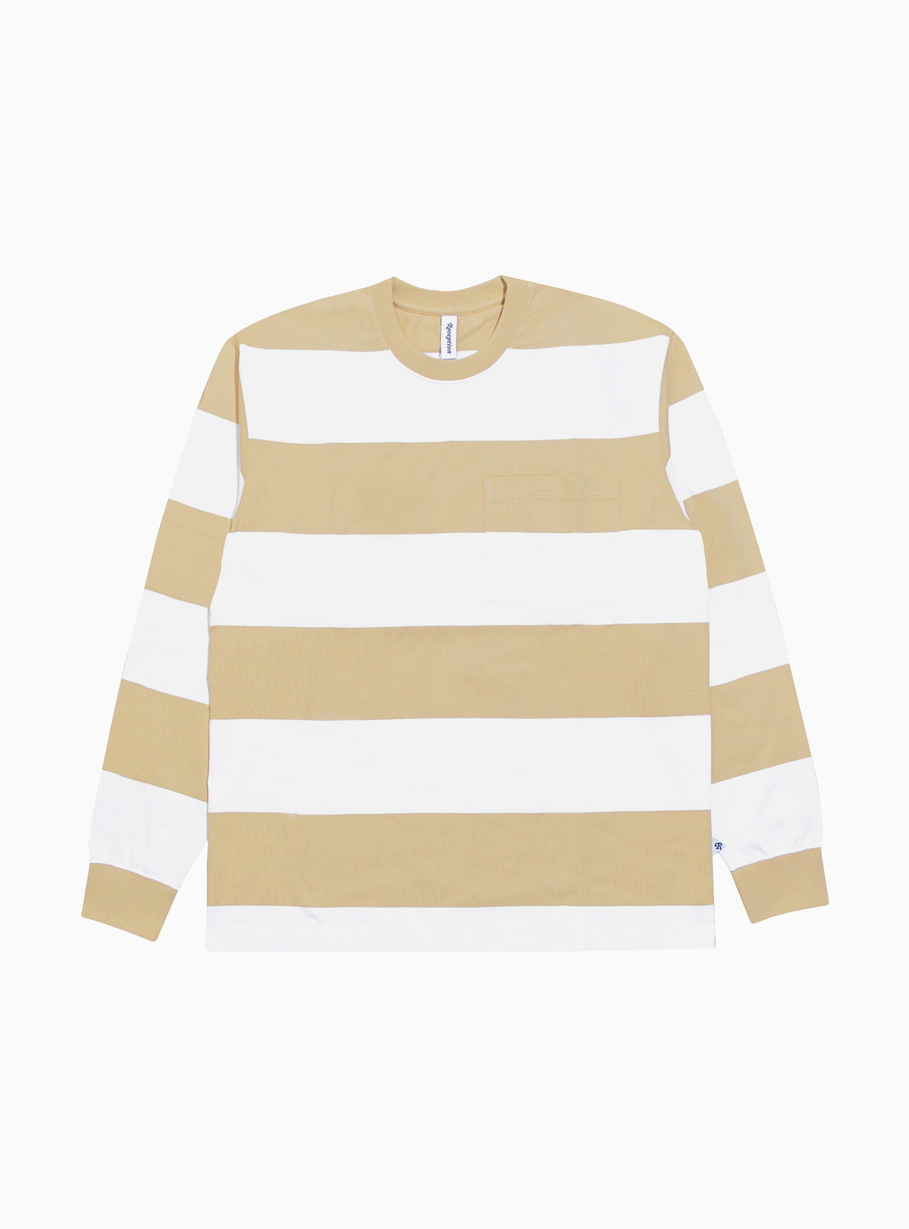  Reception Rugby Stripe Pocket T-shirt Sand & White