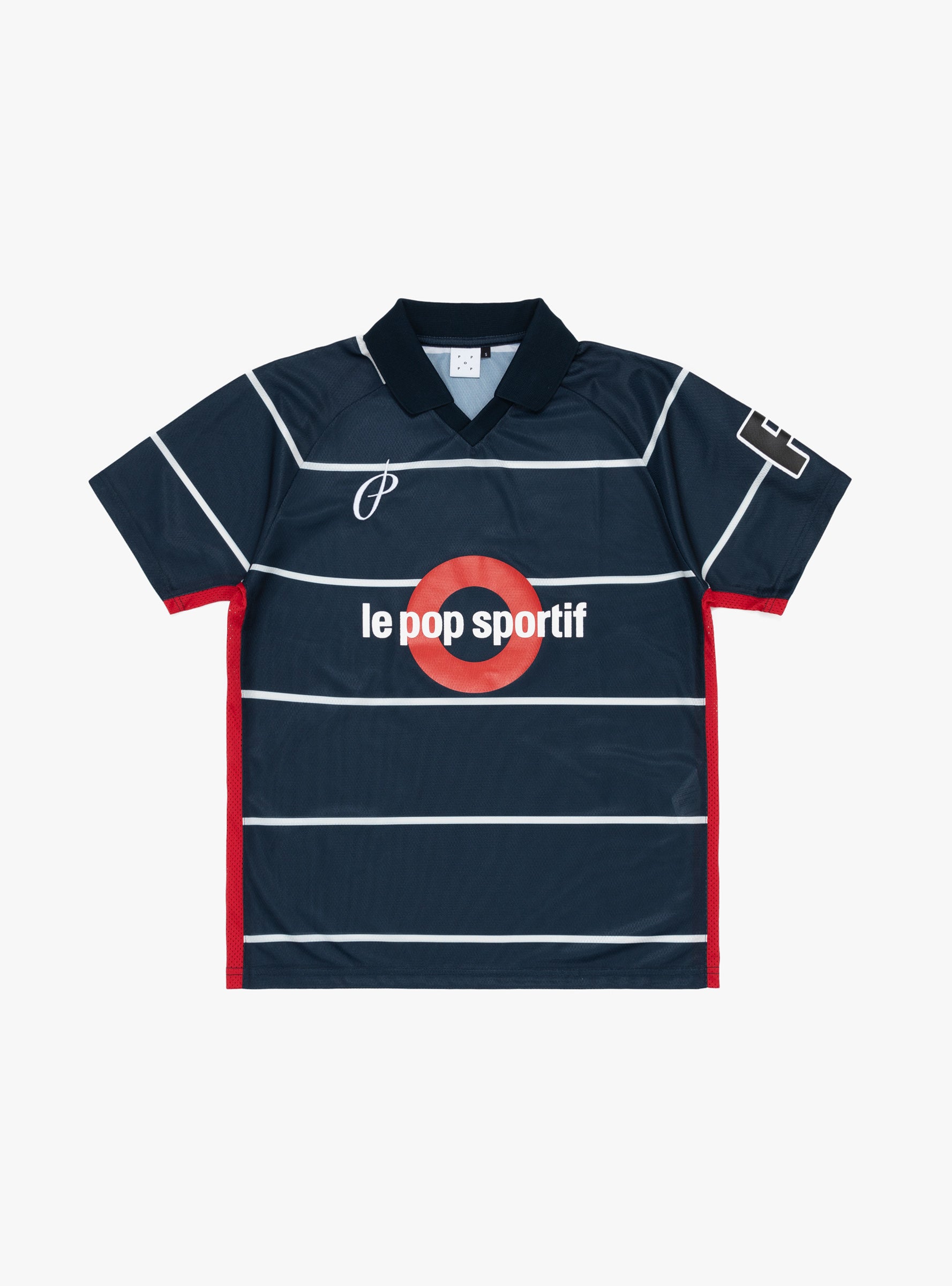 Pop Trading Company Pop Trading Company Striped Sportif T-Shirt Navy - Size: Small