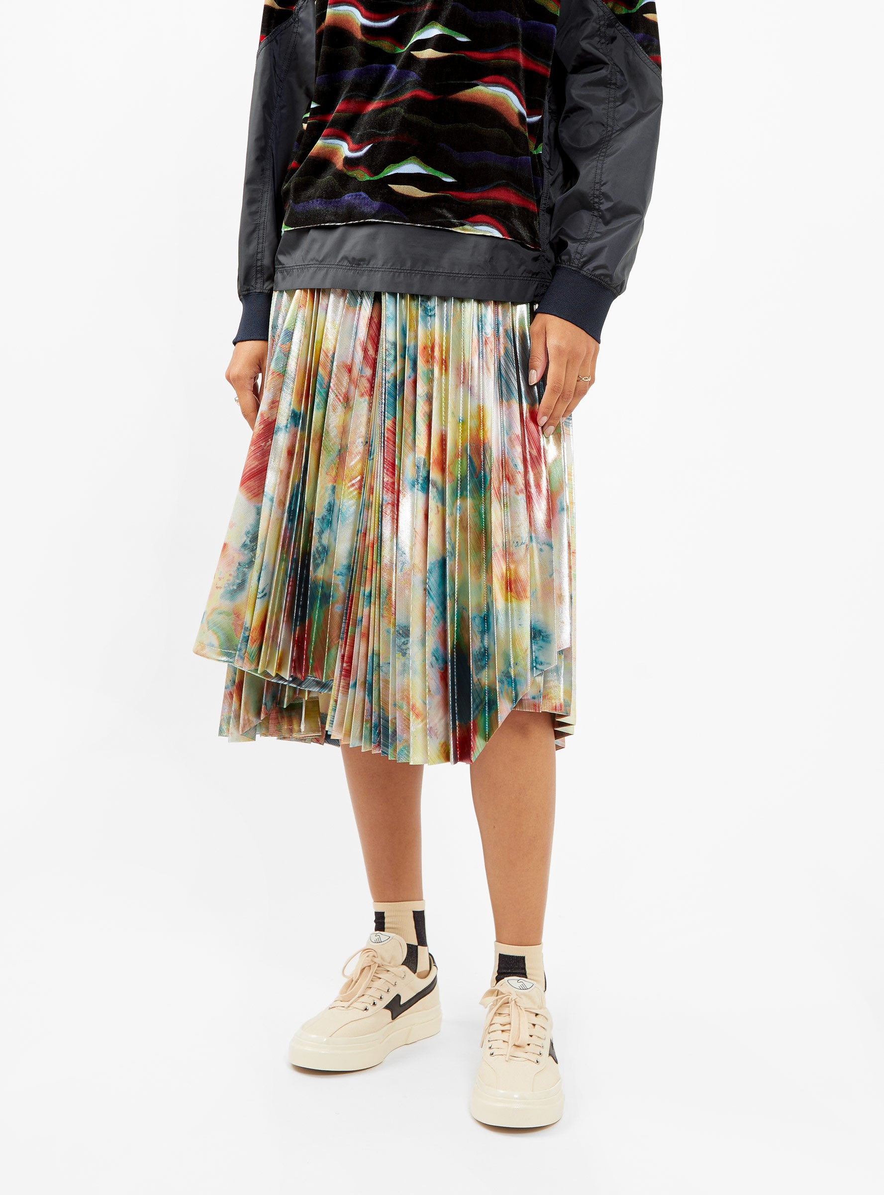  TOGA PULLA Metallic Print Skirt Silver & Multi