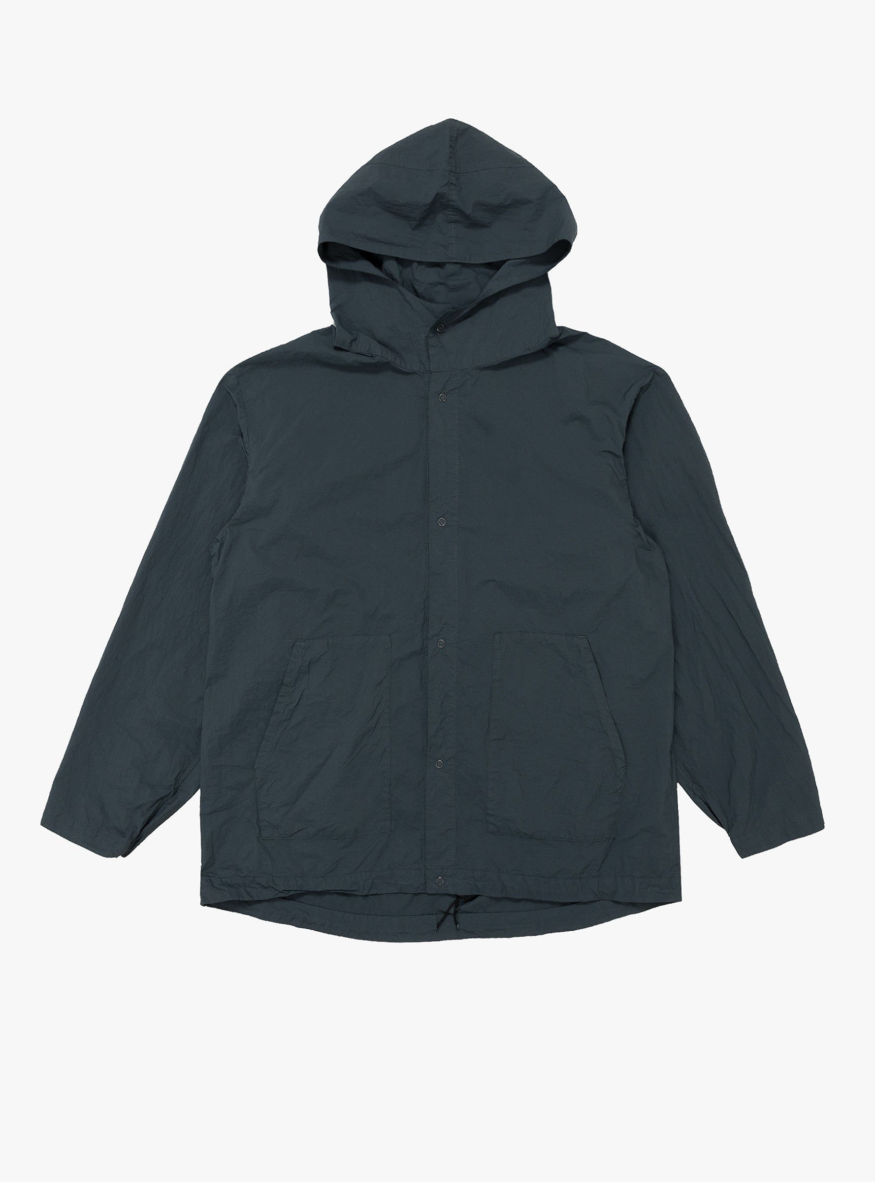  Still By Hand Hooded Nylon Blouson Blue Charcoal - Size: Small