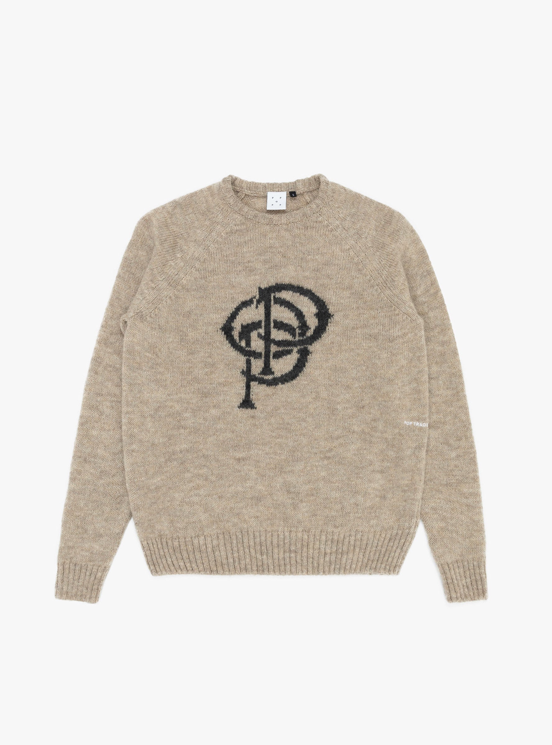 Pop Trading Company Pop Trading Company Initials Knitted Crewneck Sesame - Size: XL