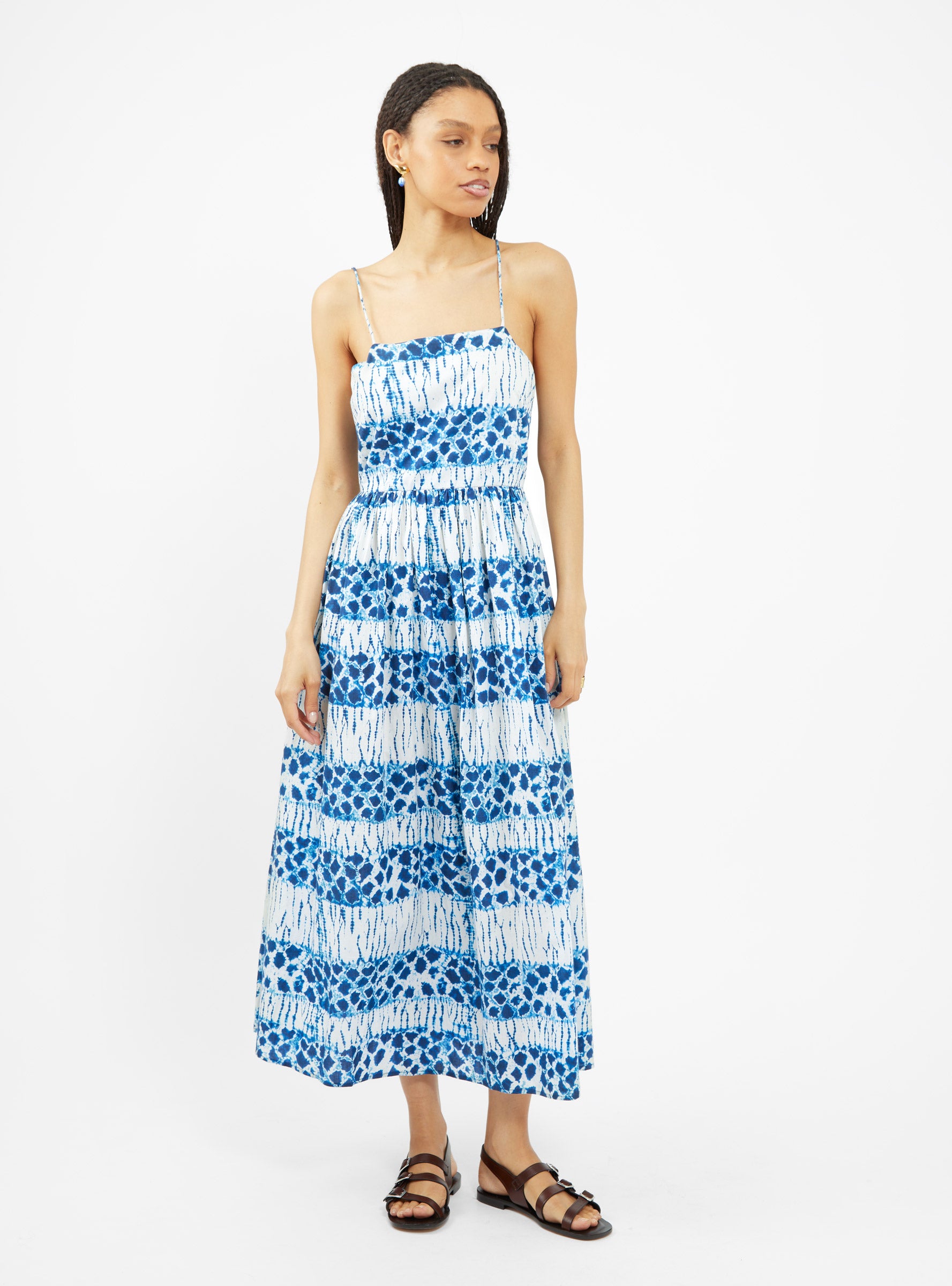  Apiece Apart Evora Spaghetti Maxi Dress Blue Shibori