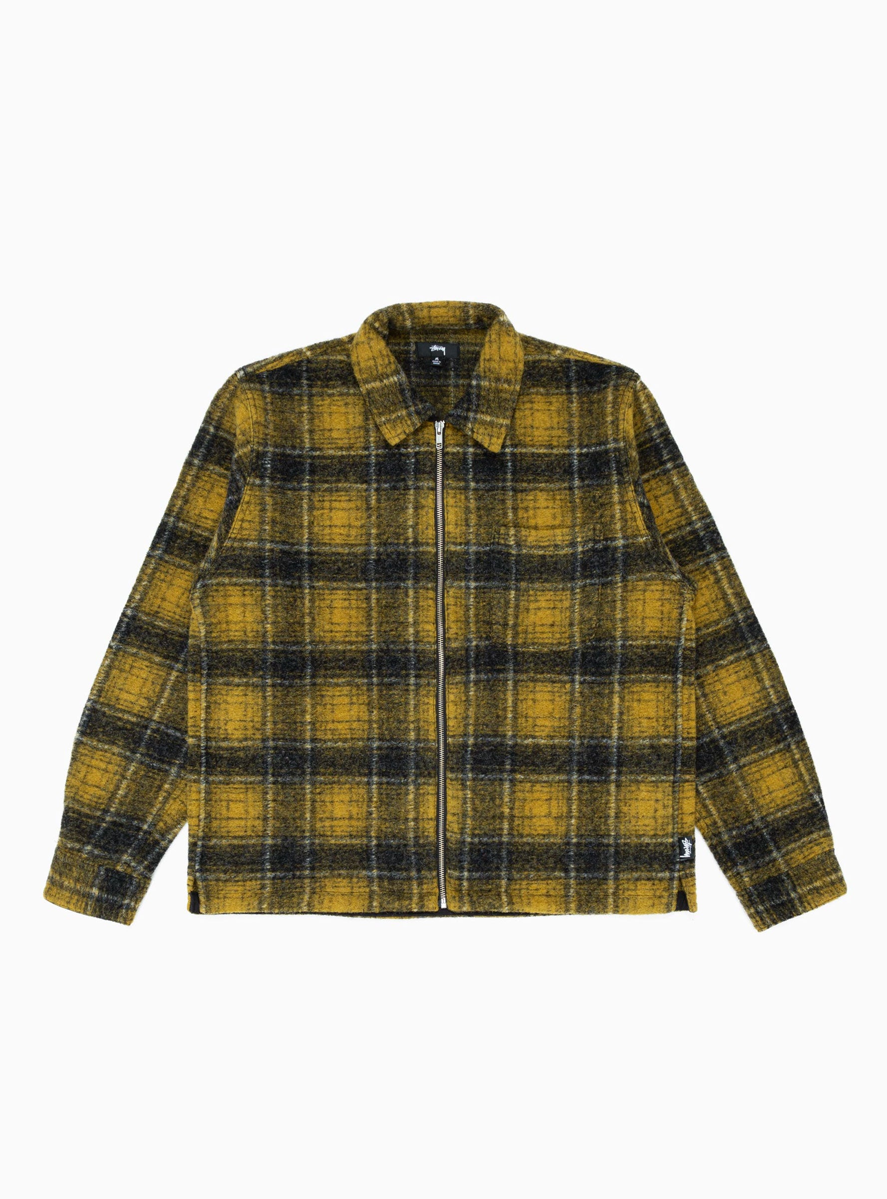  Stüssy Wool Plaid Zip Over Shirt Yellow