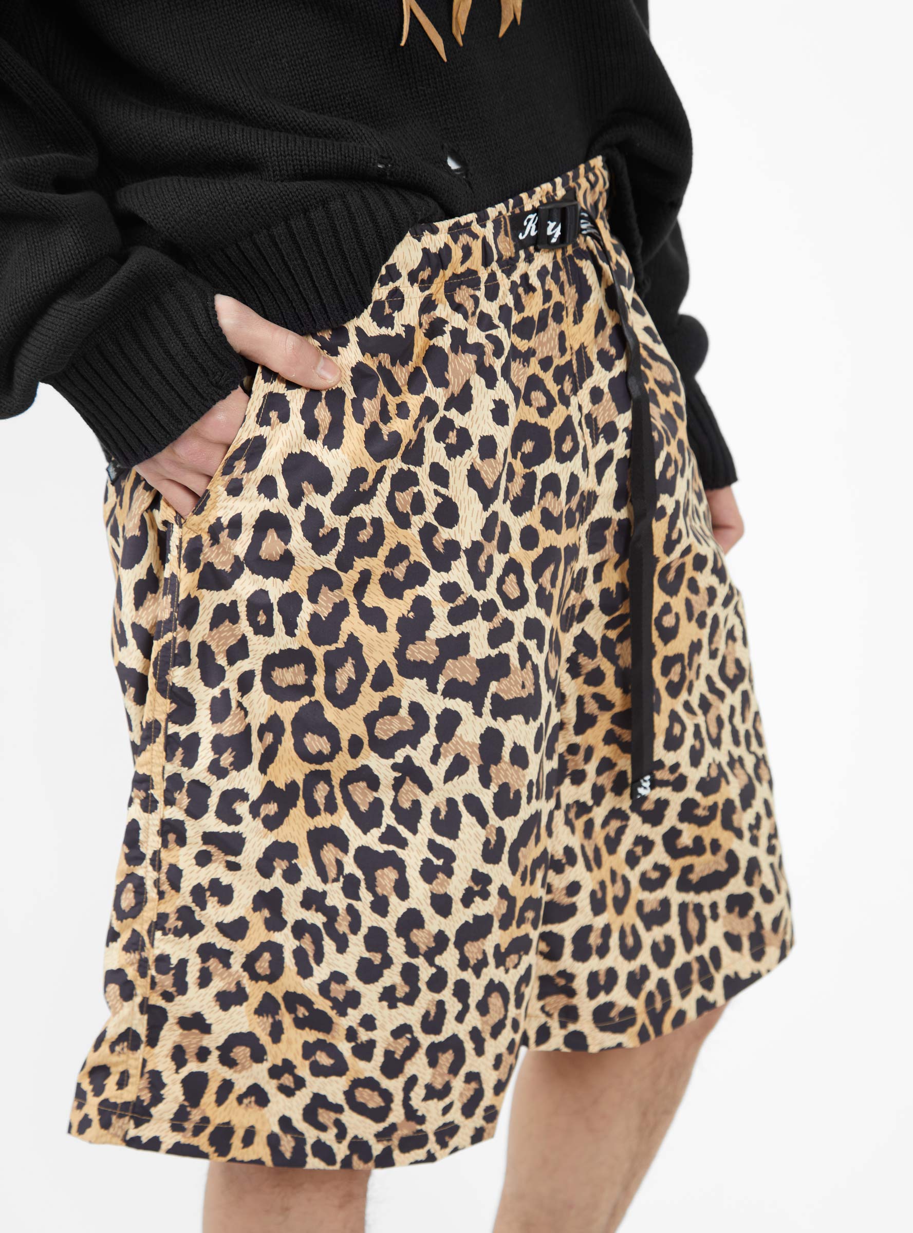  Kapital Fast-Dry Leopard Easy Shorts Brown - Size: Large