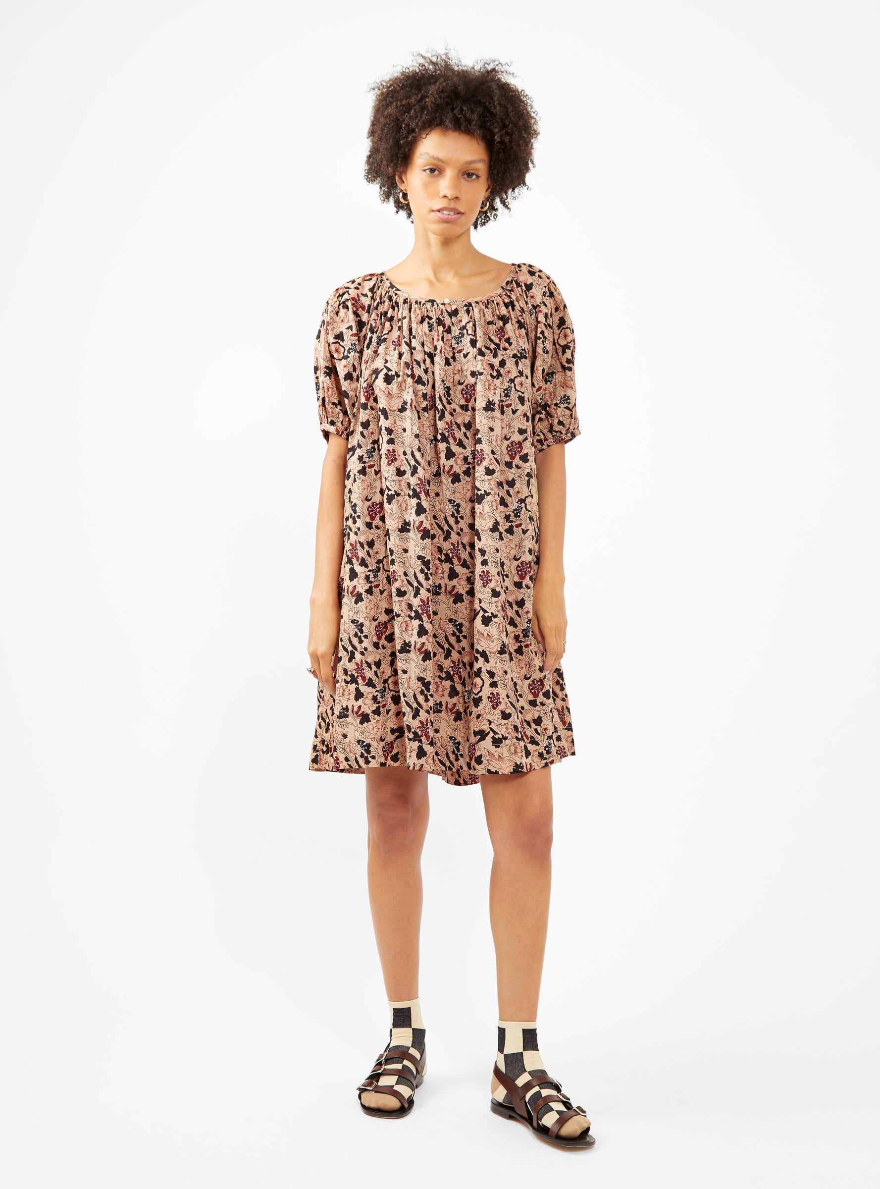  THE GREAT. The Bedroom Dress Beige Canyon Floral