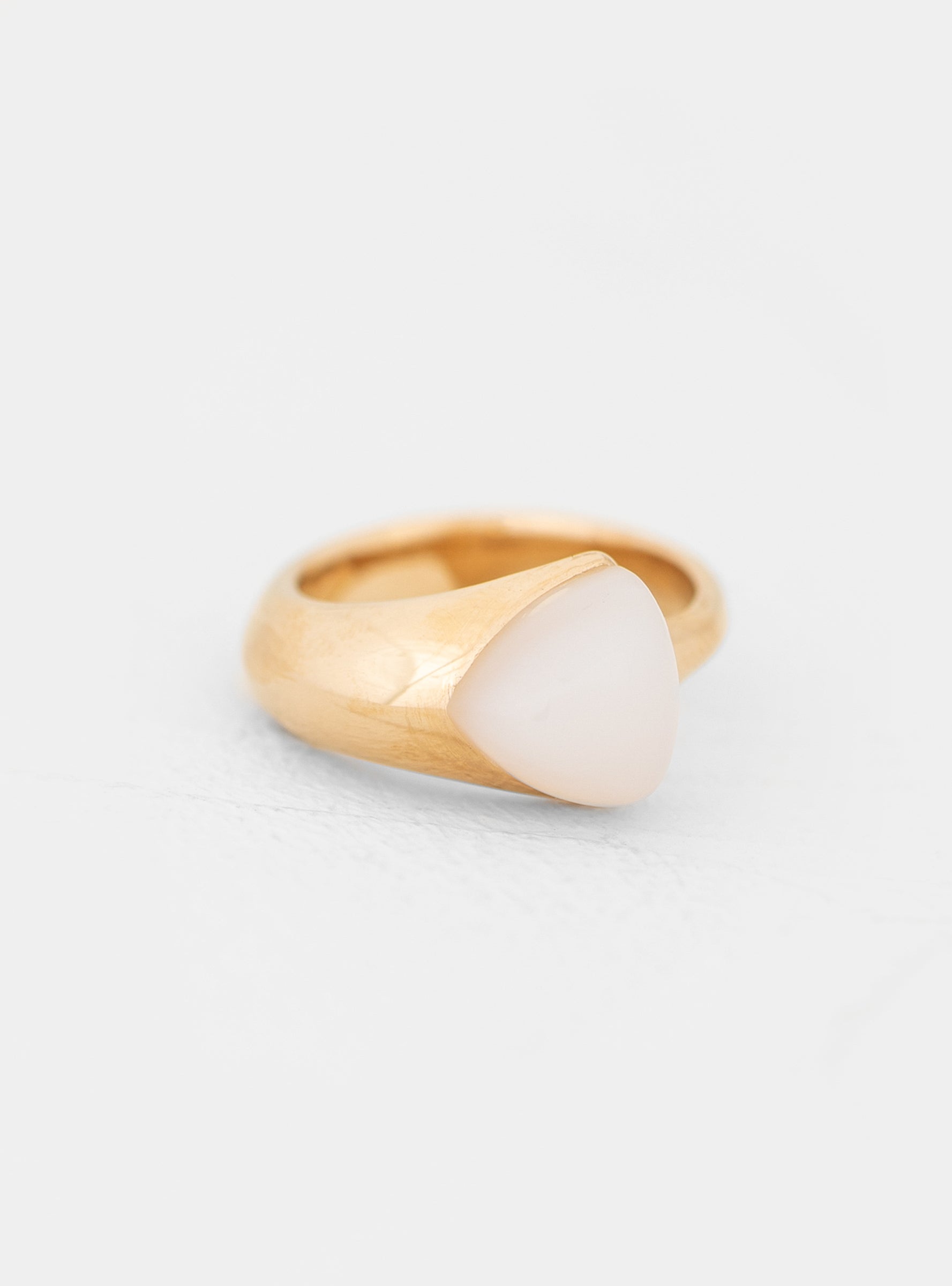  Helena Rohner Gold Plated Ring with Triangular Stone Milky White