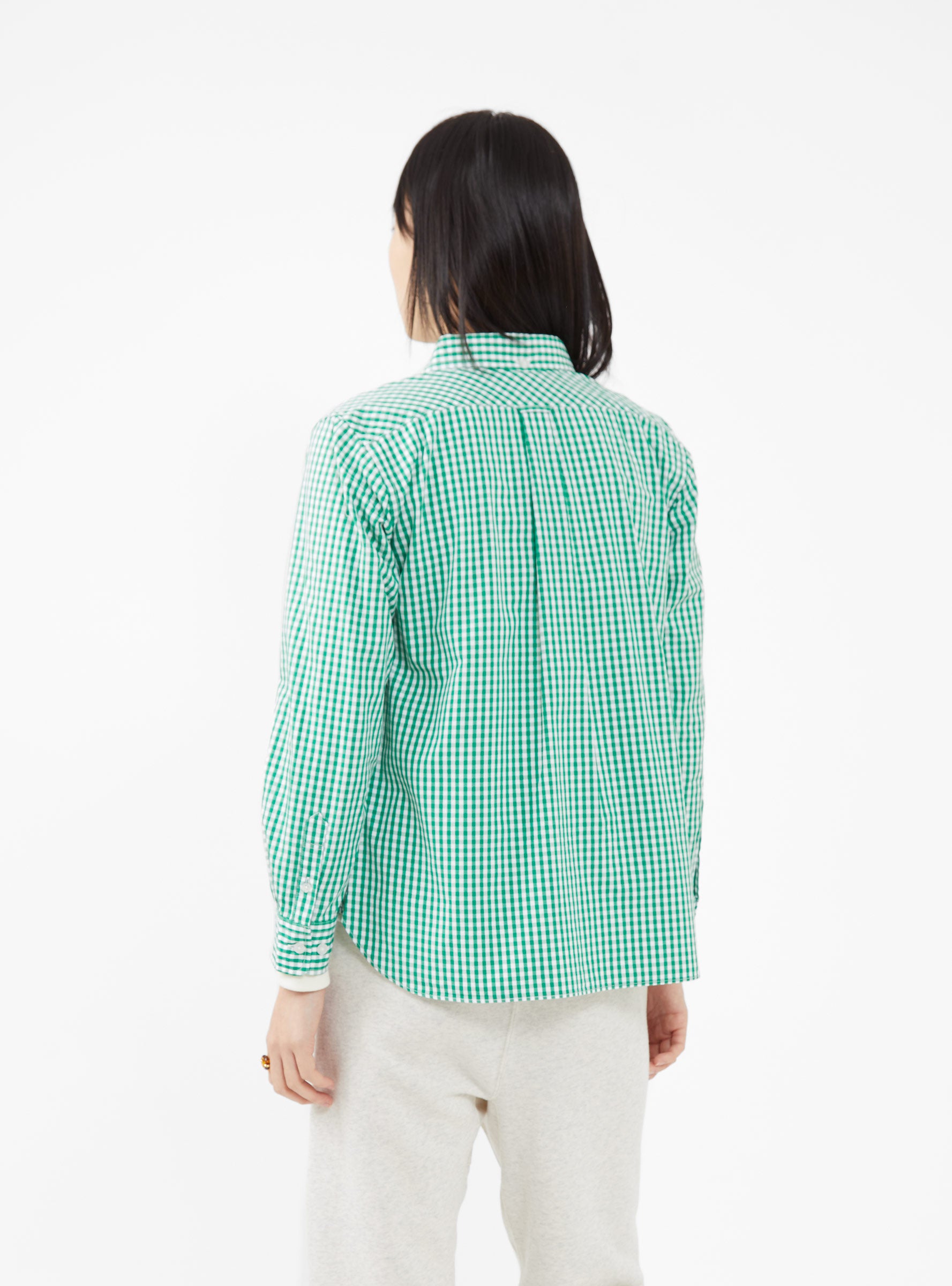  BEAMS BOY Button Down Shirt Green & White Gingham - Size: XS