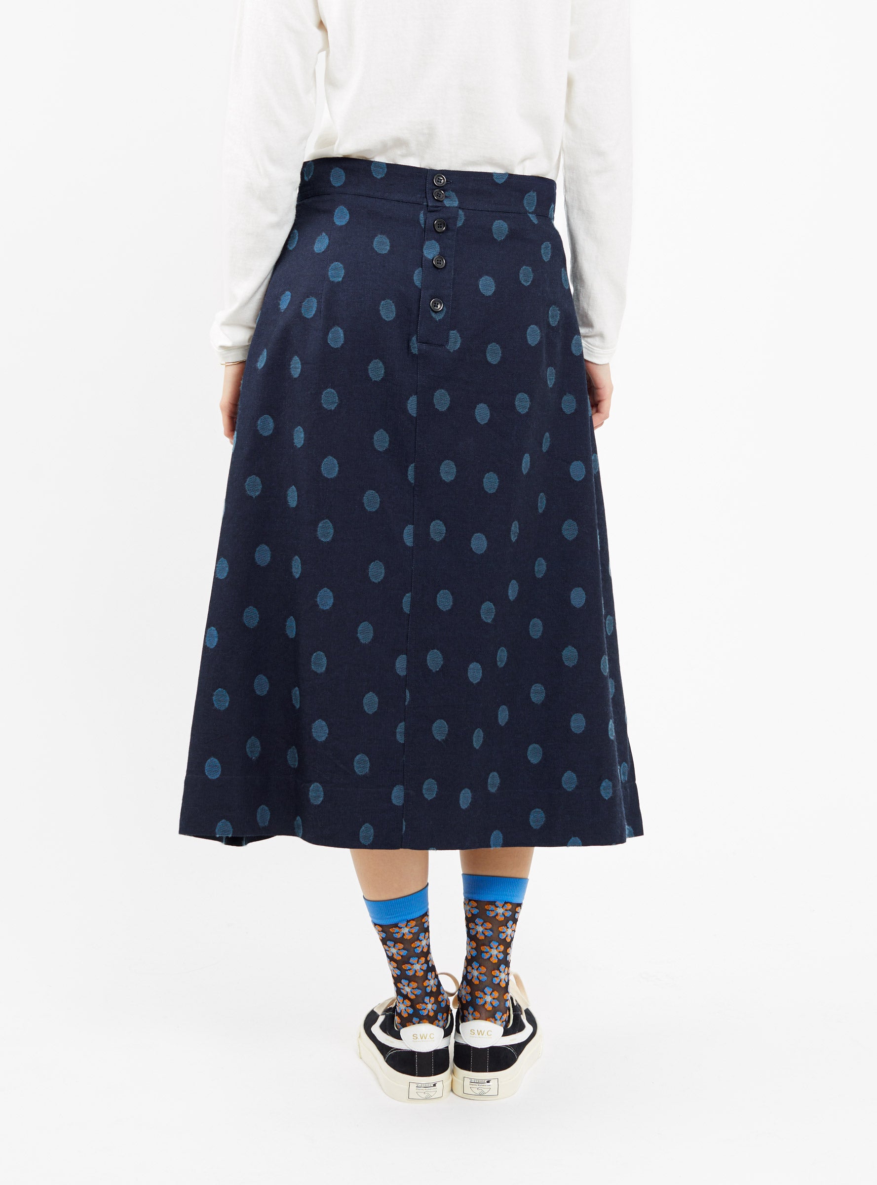 Ymc YMC George Skirt Indigo Polka Dot - Size: XS