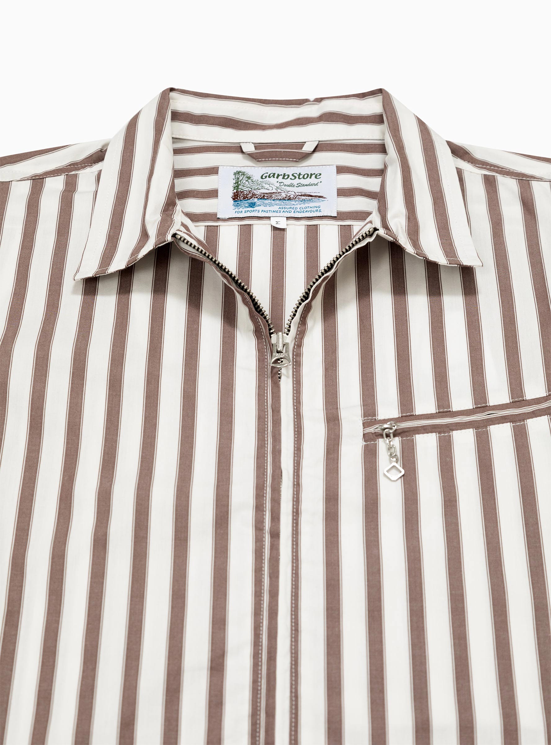  Garbstore Grande Zip Shirt Brick Stripe - Size: XL