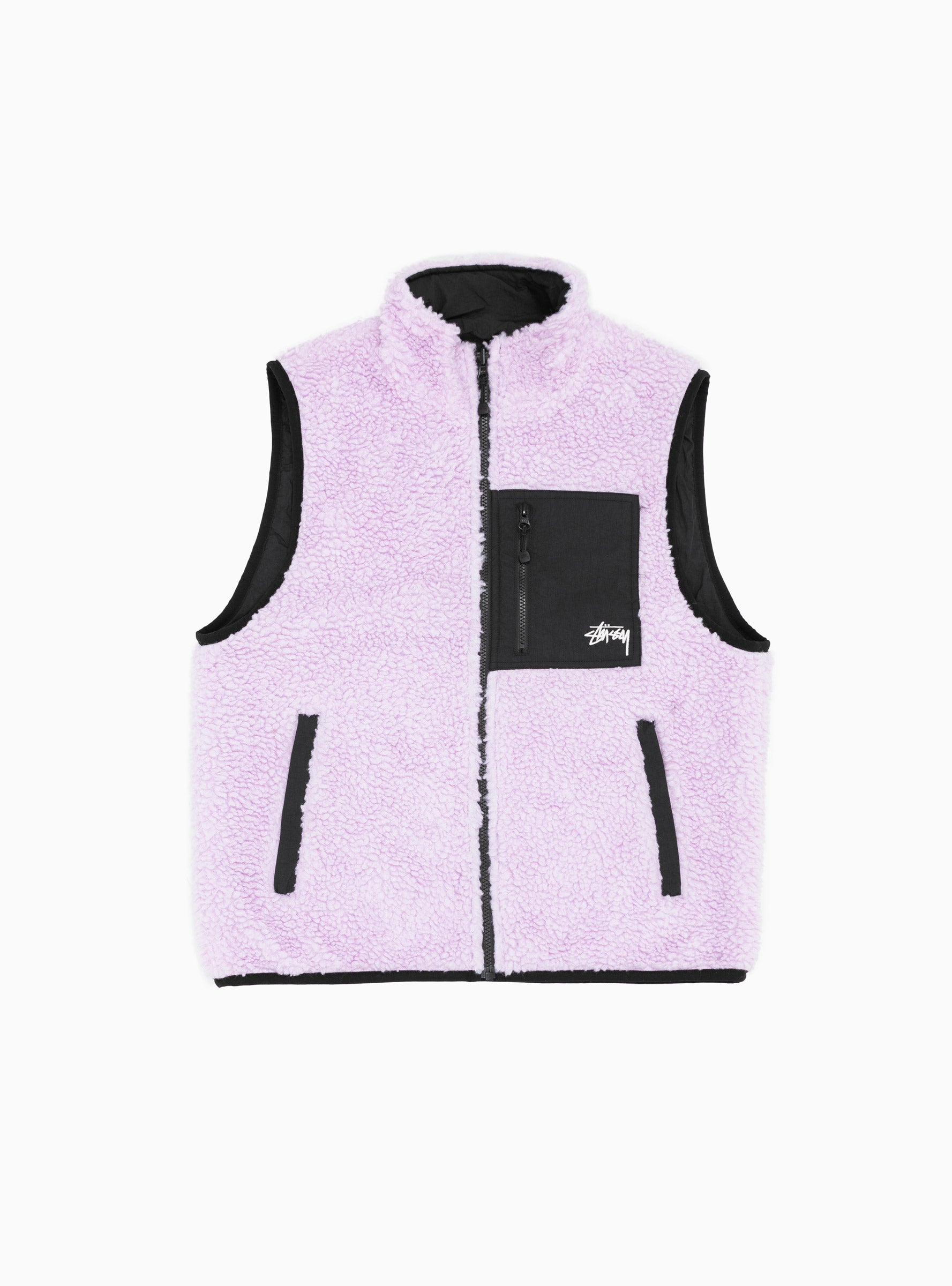  Stüssy Sherpa Reversible Vest Lavender