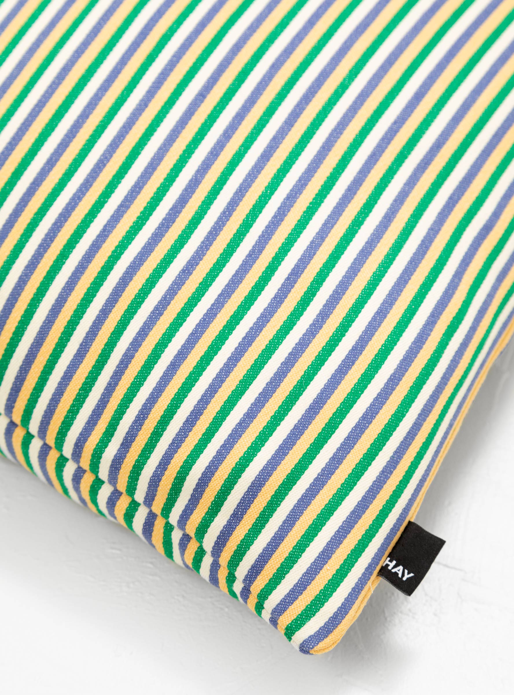  Hay Ribbon Cushion Green & Yellow Stripe