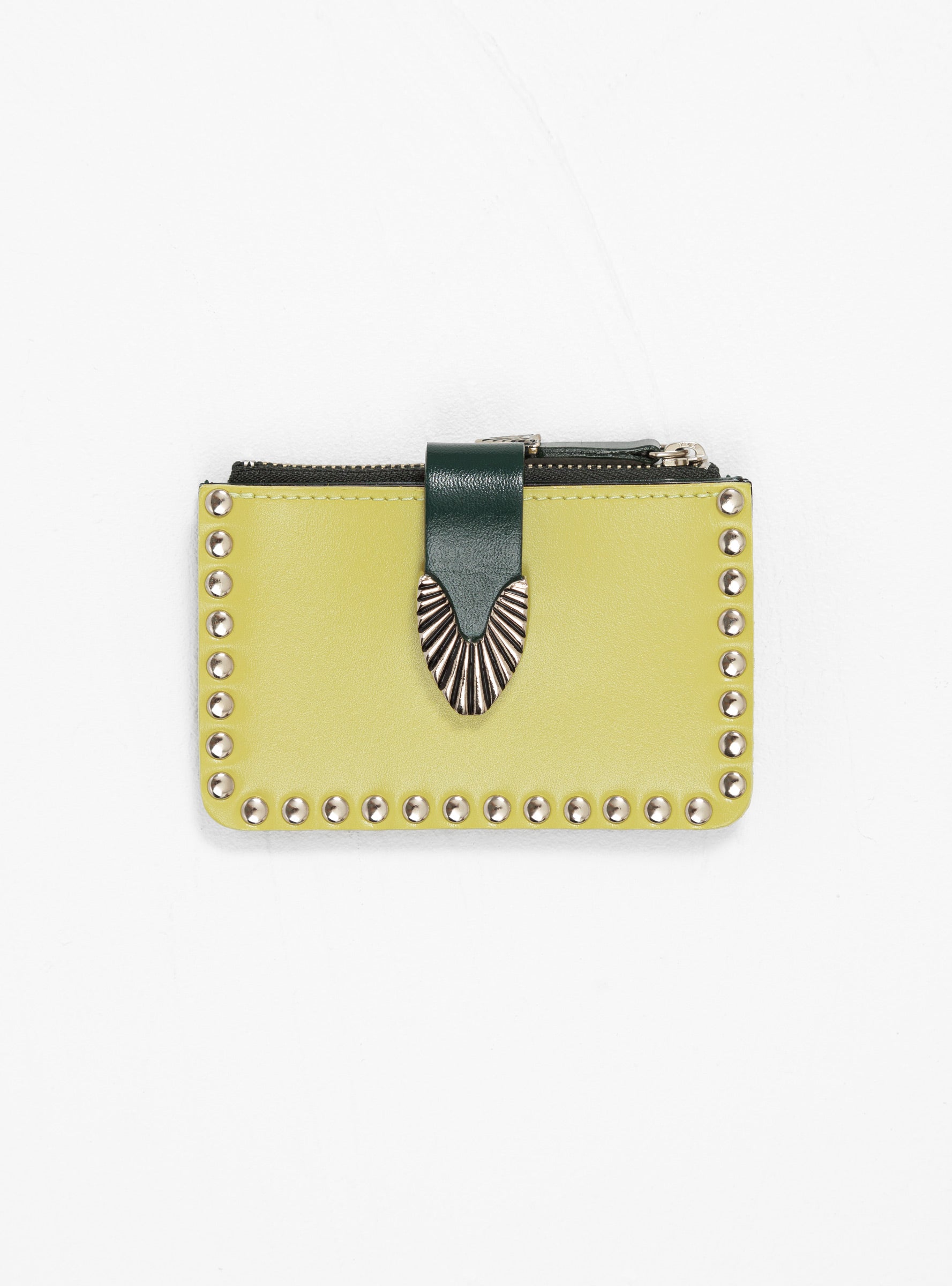  TOGA PULLA Studs Small Leather Wallet Yellow & Green