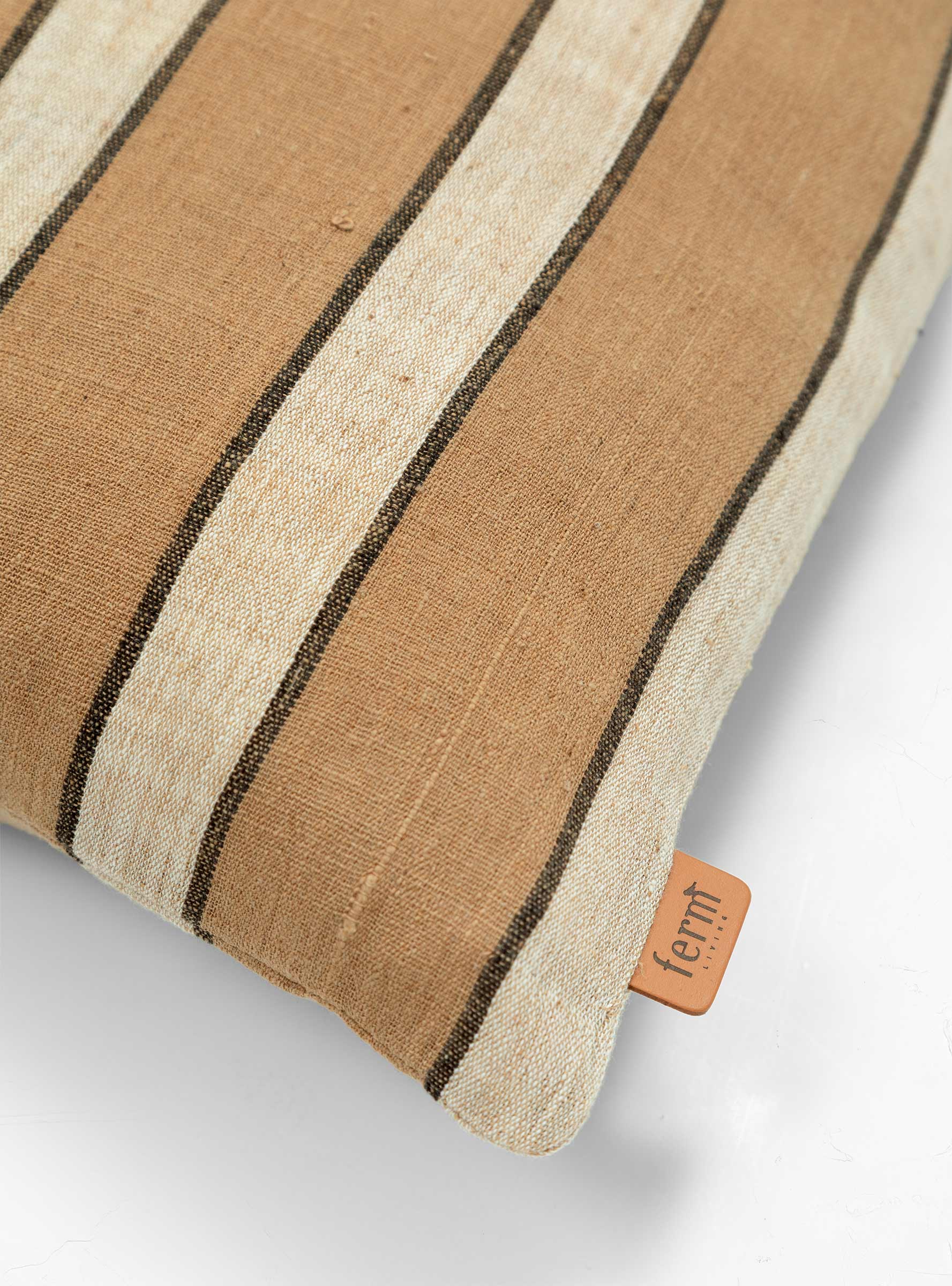  ferm LIVING Cotton Cushion Brown & Beige Stripe