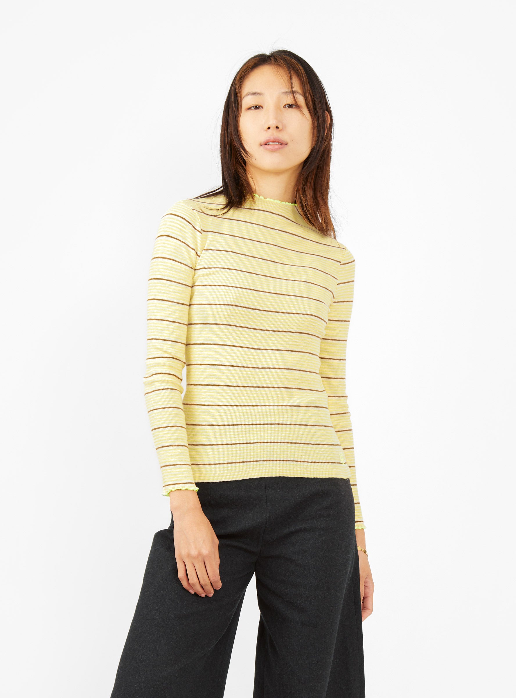  Bellerose Niba T-shirt Yellow & Burgundy Stripe