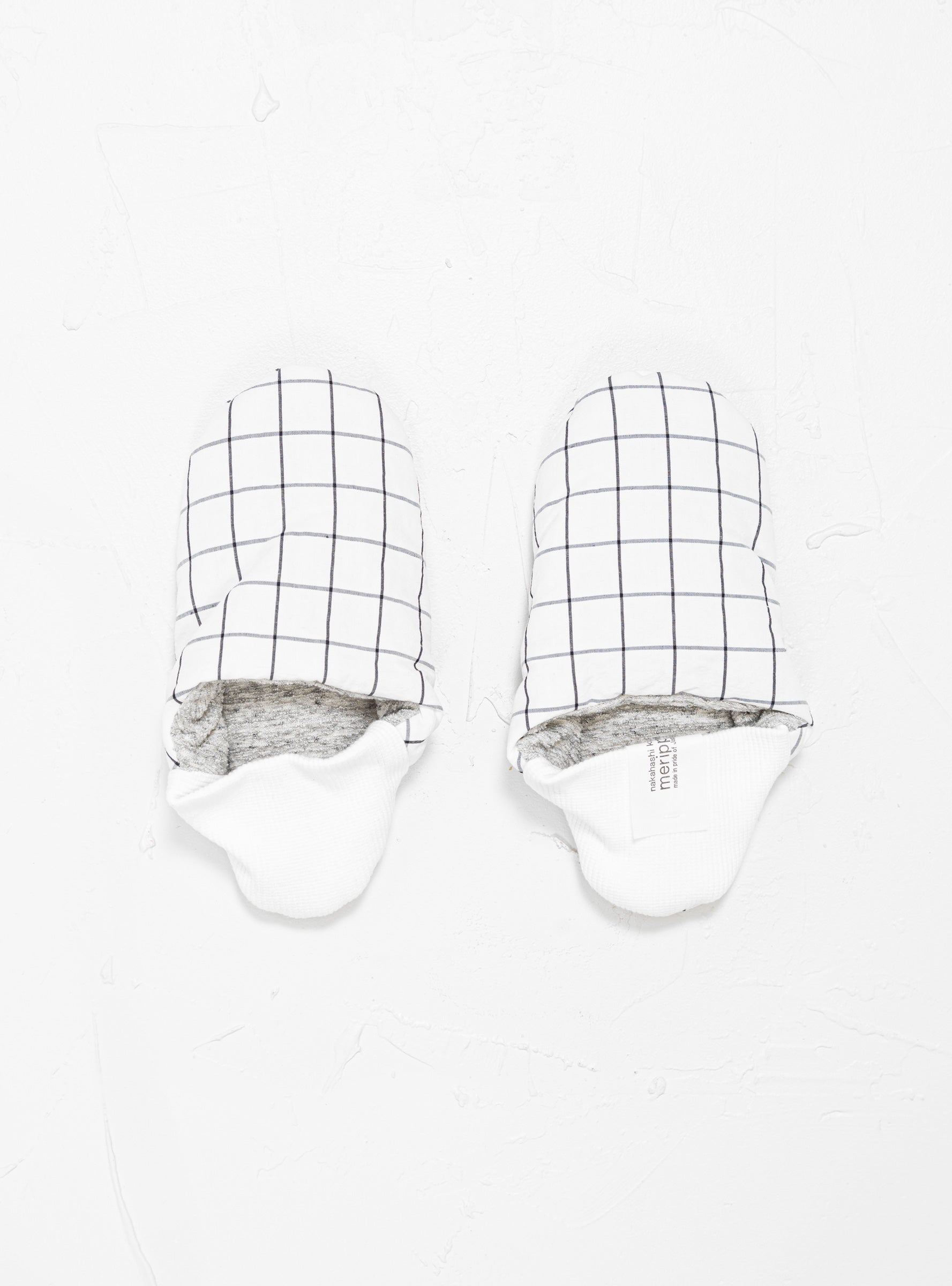  Merippa Cotton-Blend House Slippers White Check