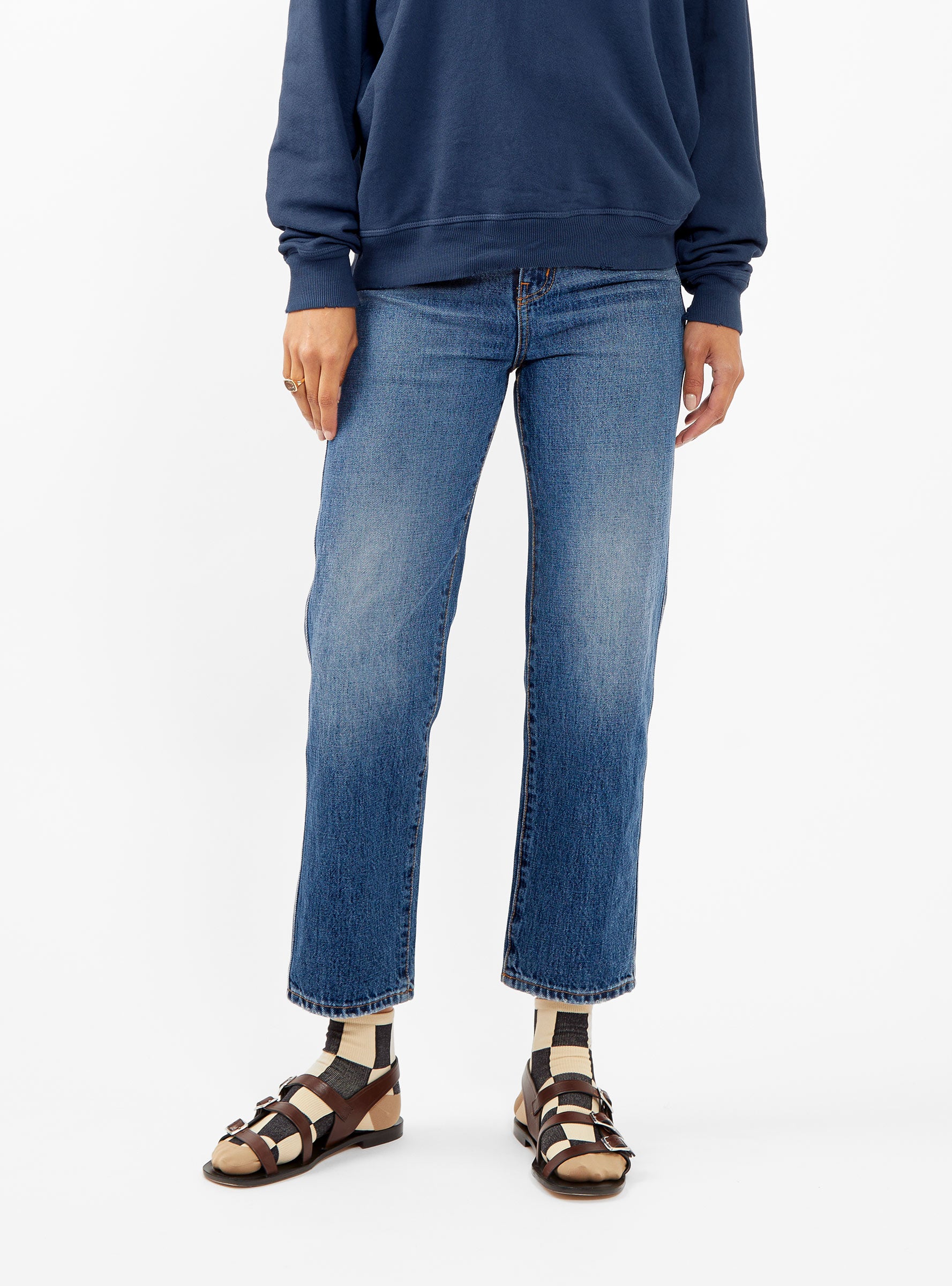  THE GREAT. The Barrel Saddle Wash Jeans Blue