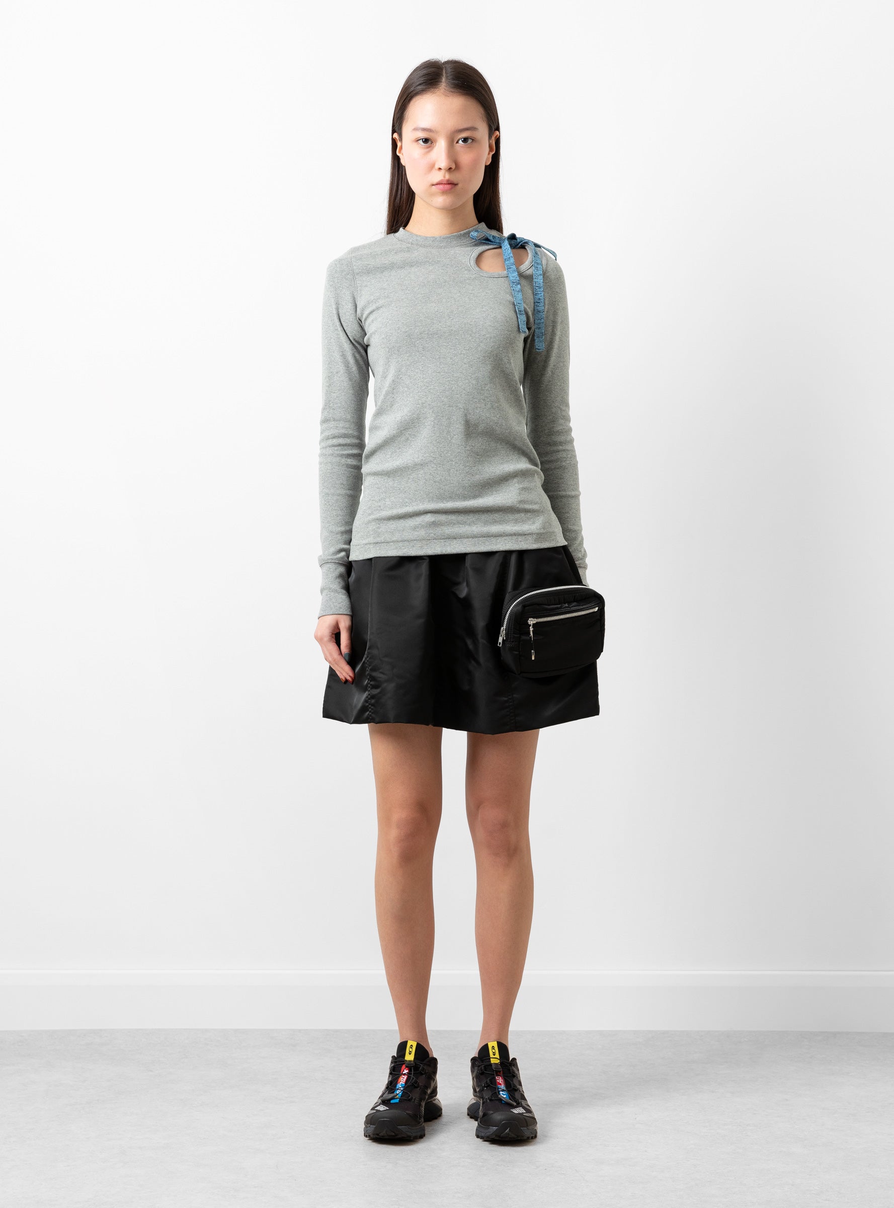  TOGA PULLA Rib Jersey Top Grey