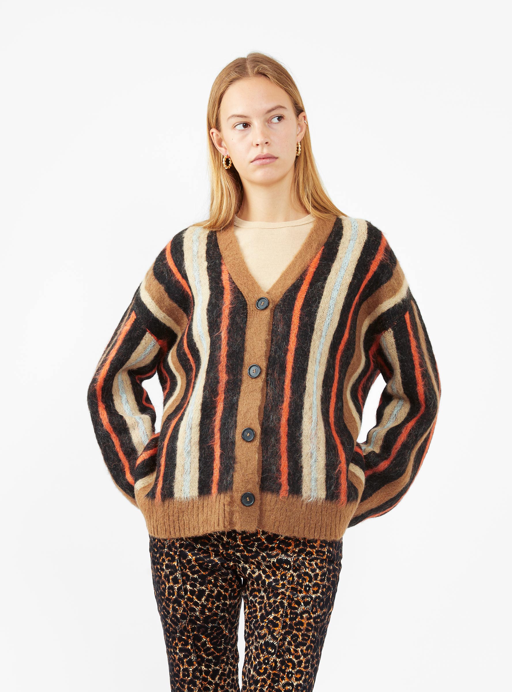  Rachel Comey Emmerson Cardigan Brown & Orange Stripe