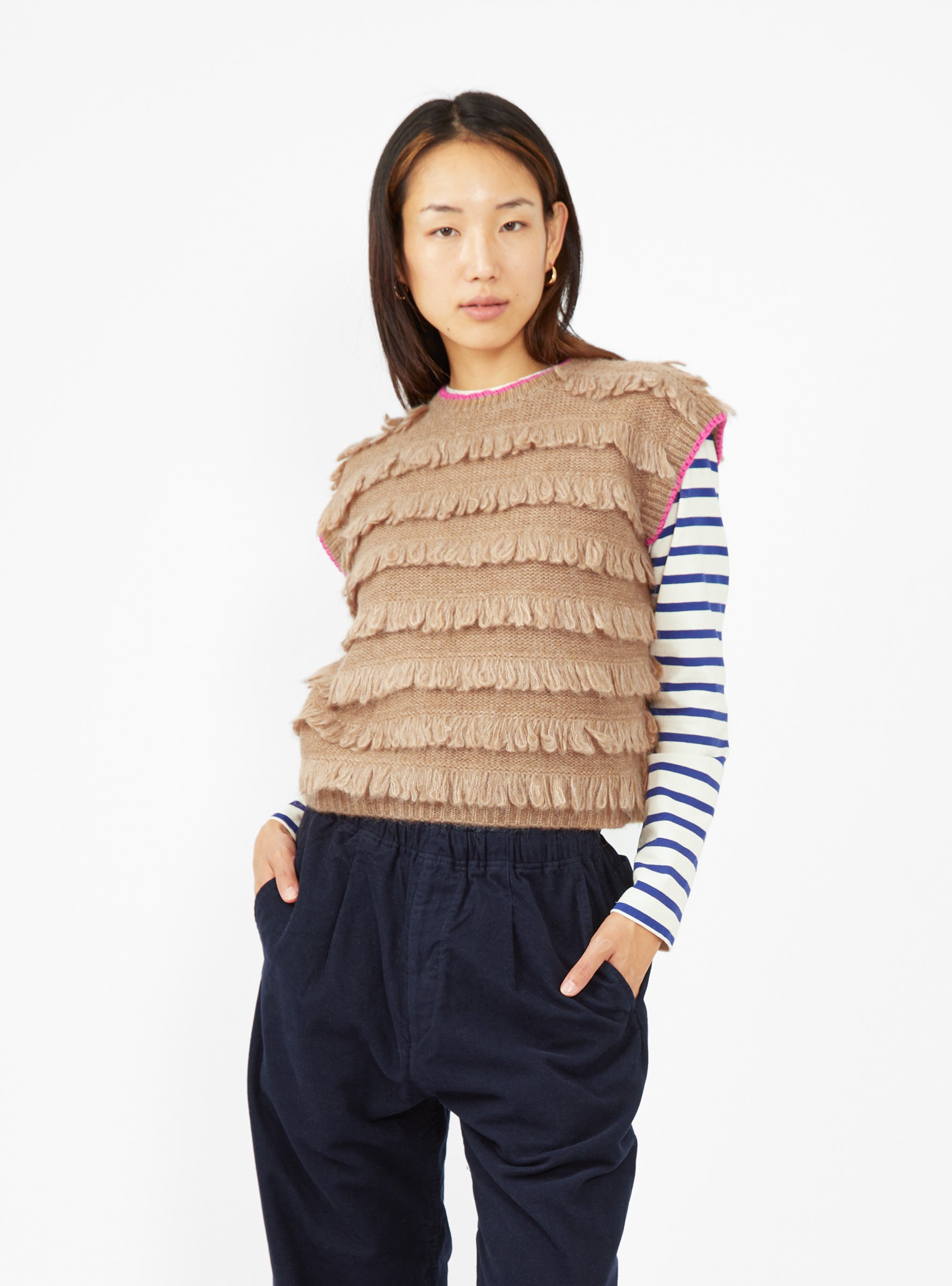  Shrimps Rollo Knit Vest Fuchsia & Honey