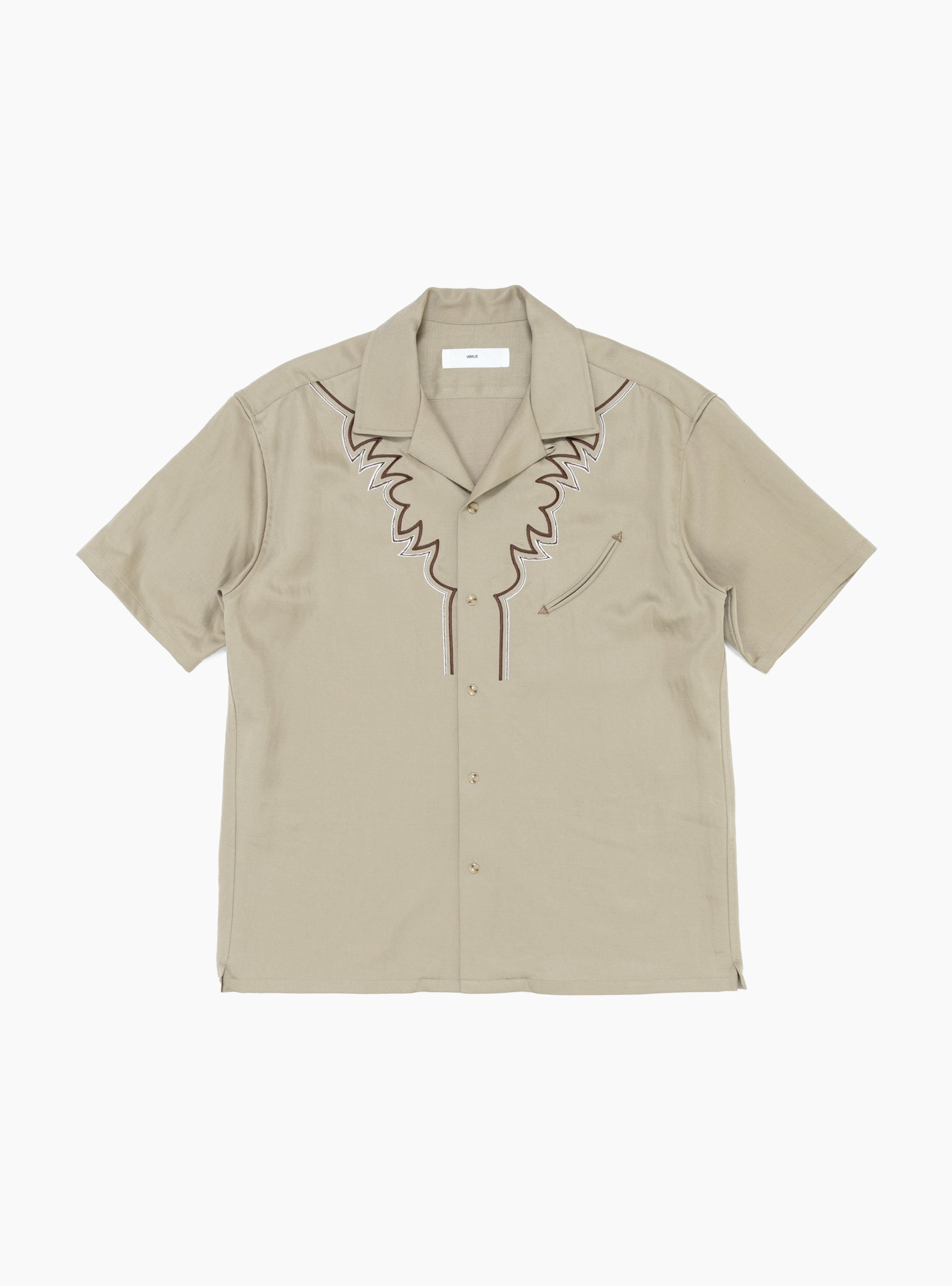  TOGA VIRILIS Embroidered Western Shirt Beige - Size: XL